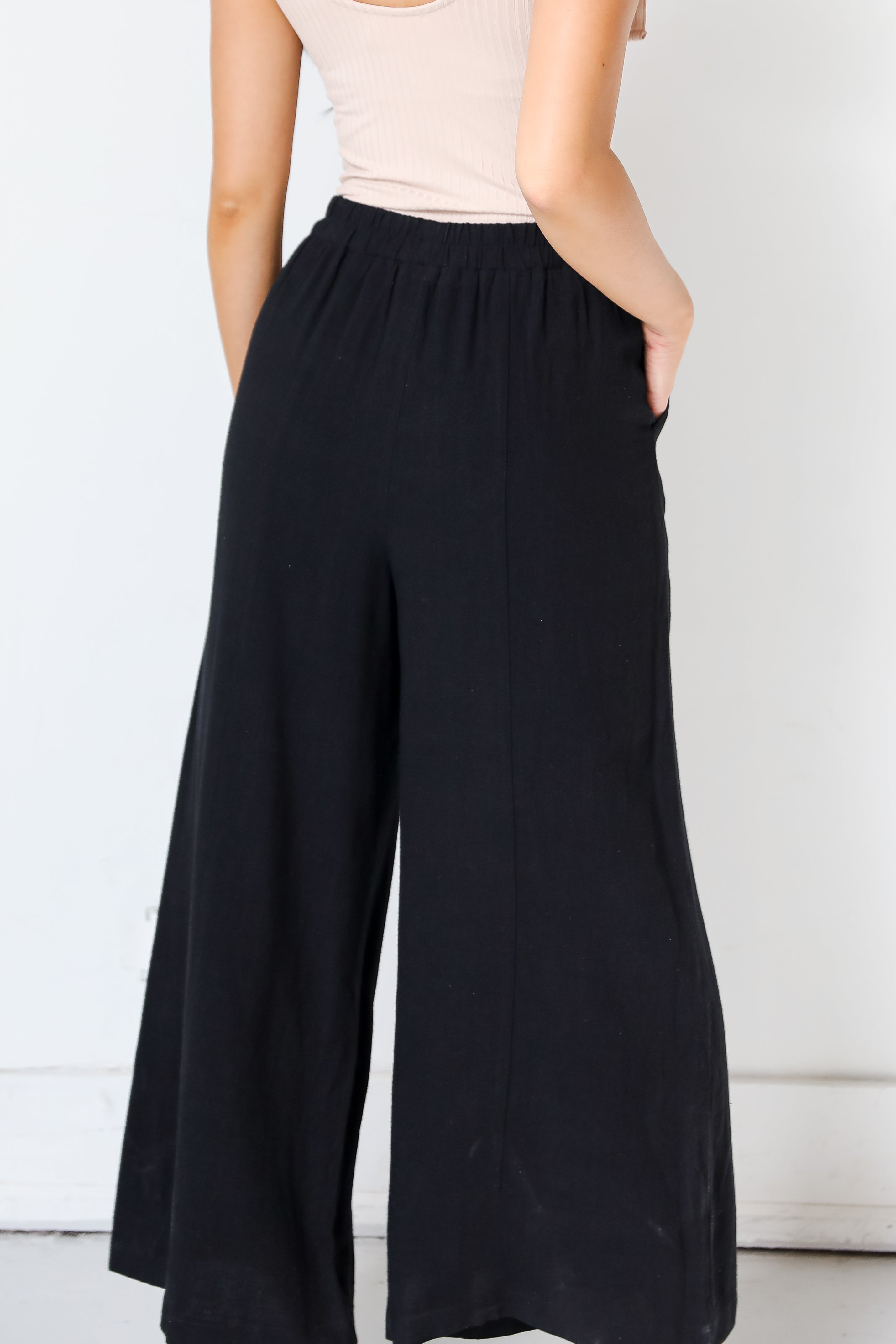 black Linen Pants back view