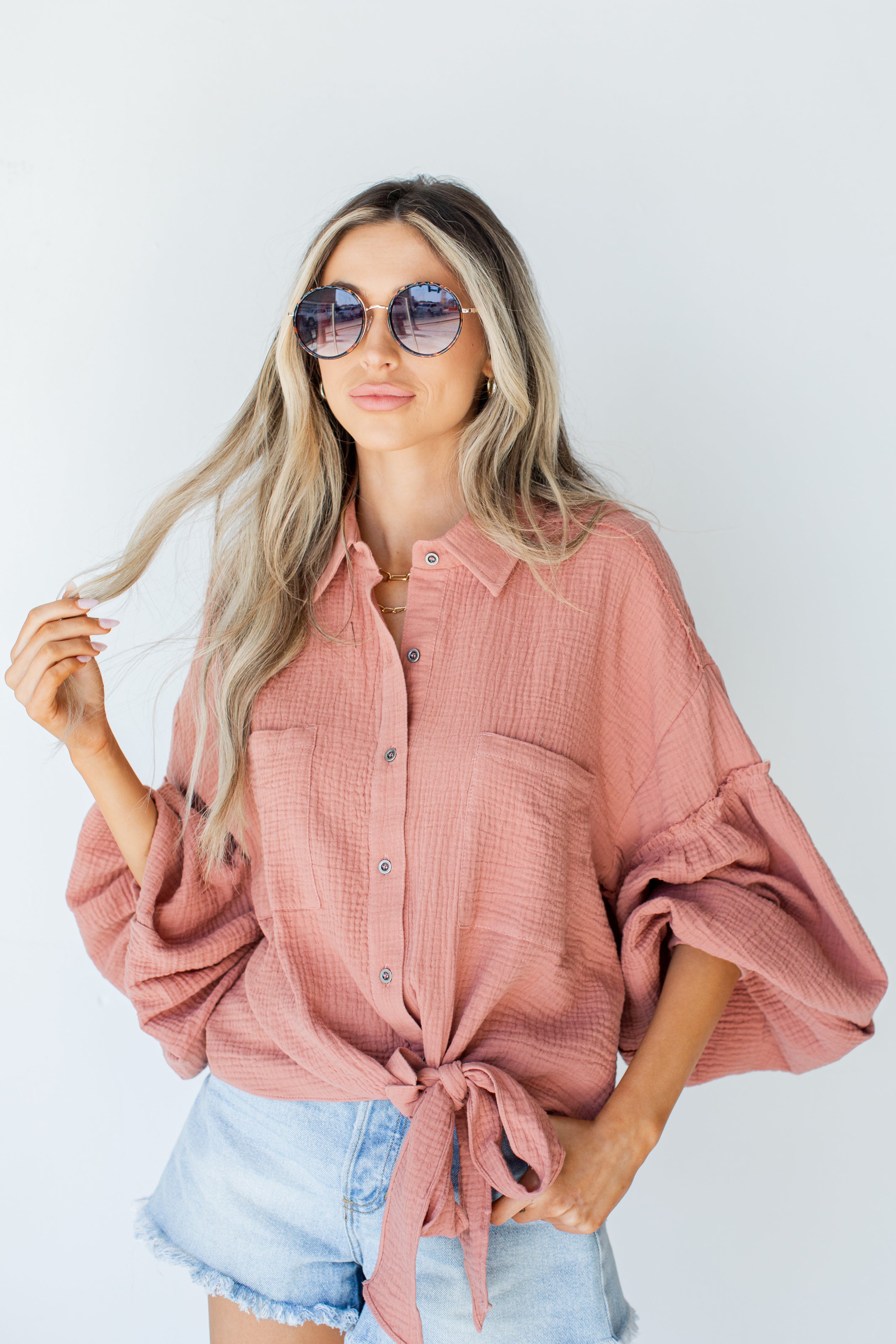 Linen Blouse on model