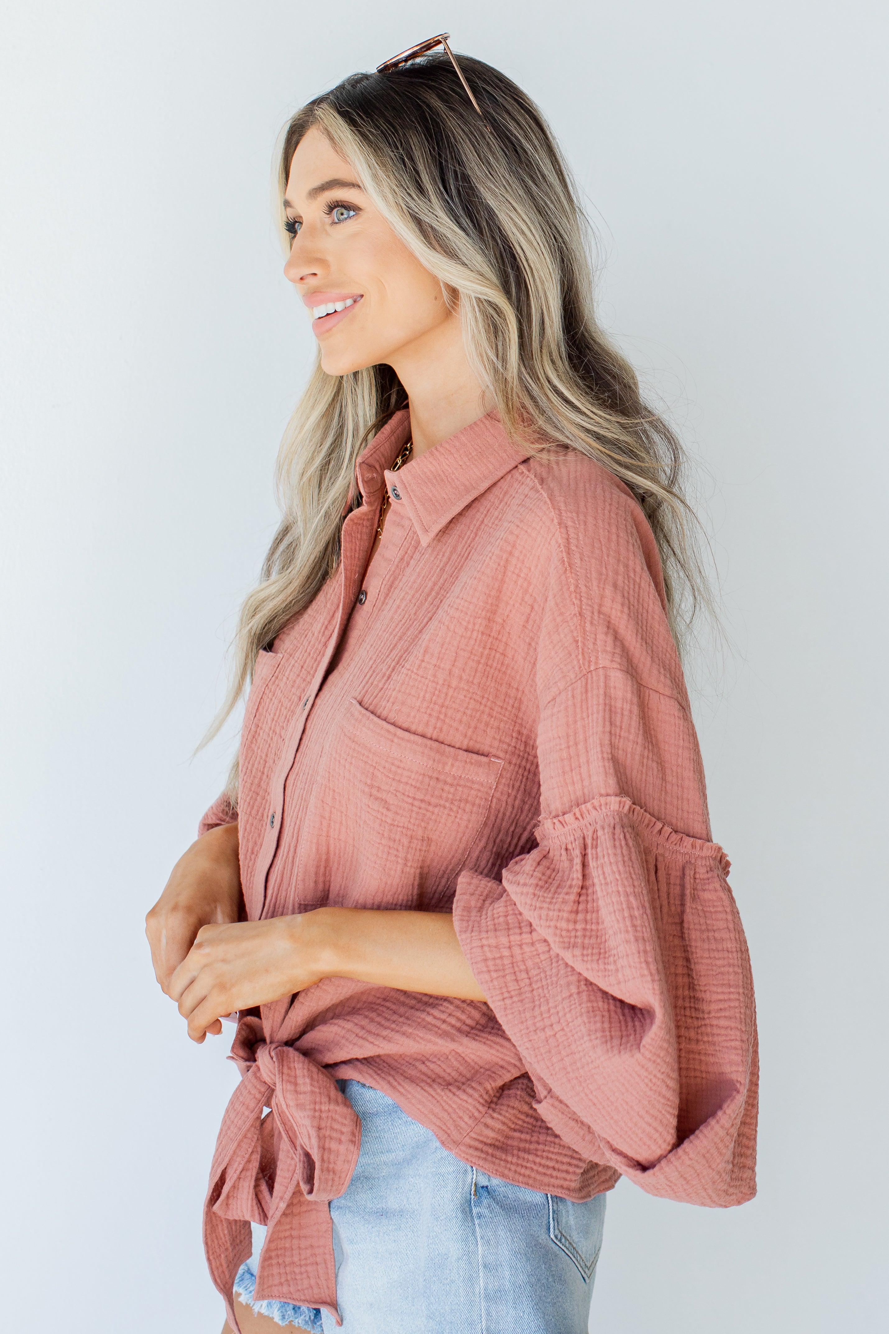 Linen Blouse side view