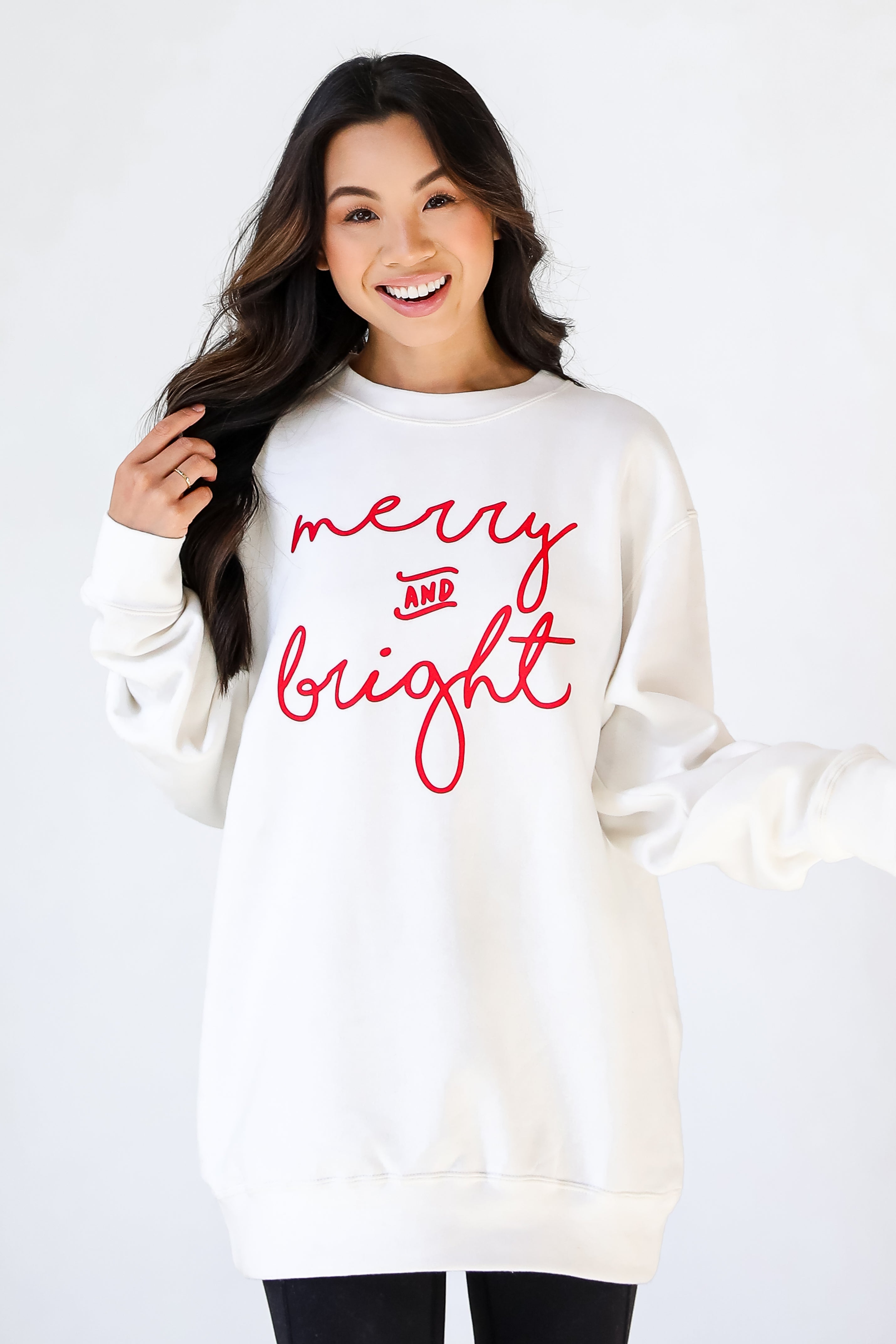 model wearing the Merry And Bright Pullover