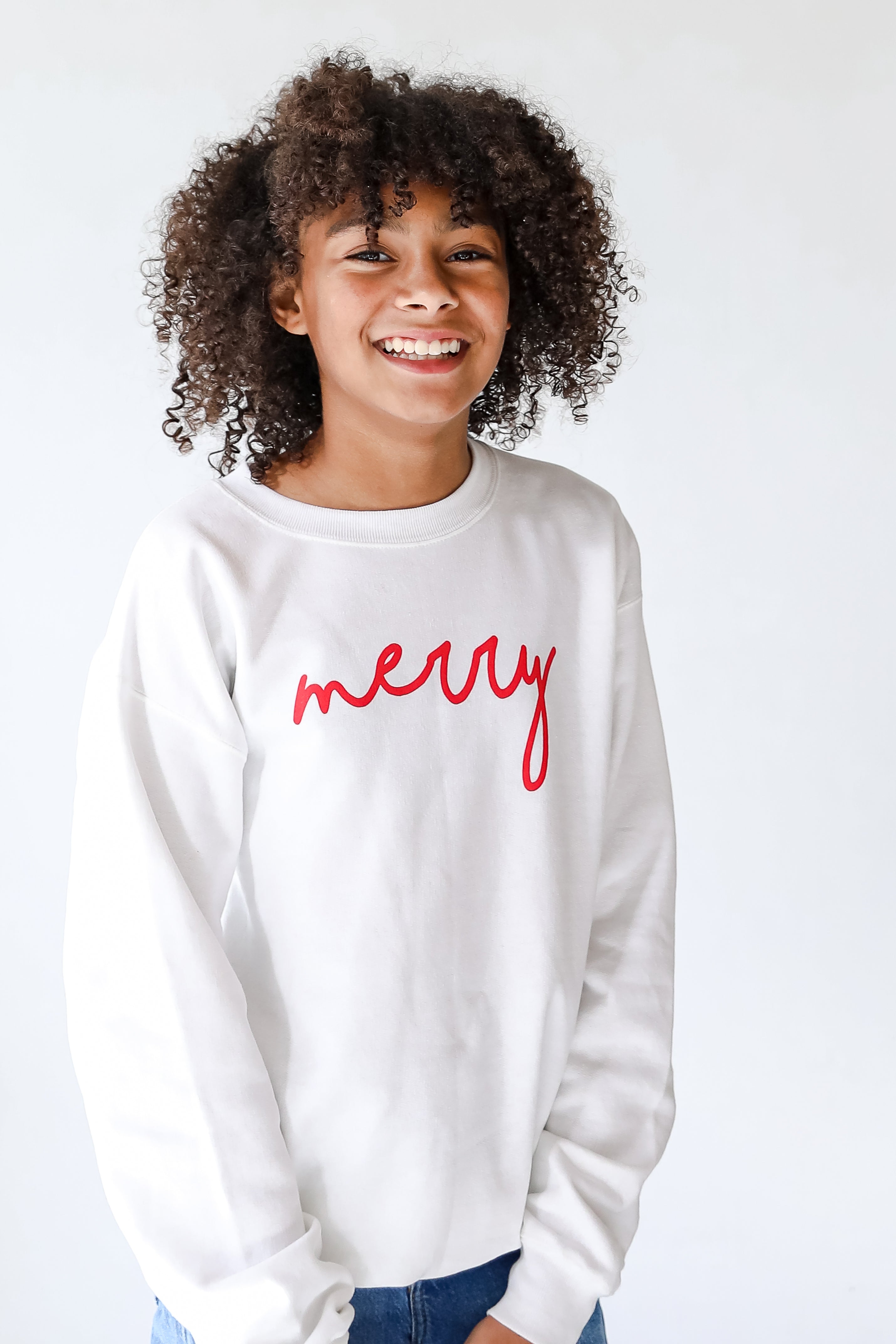 Youth Merry Script Pullover on model