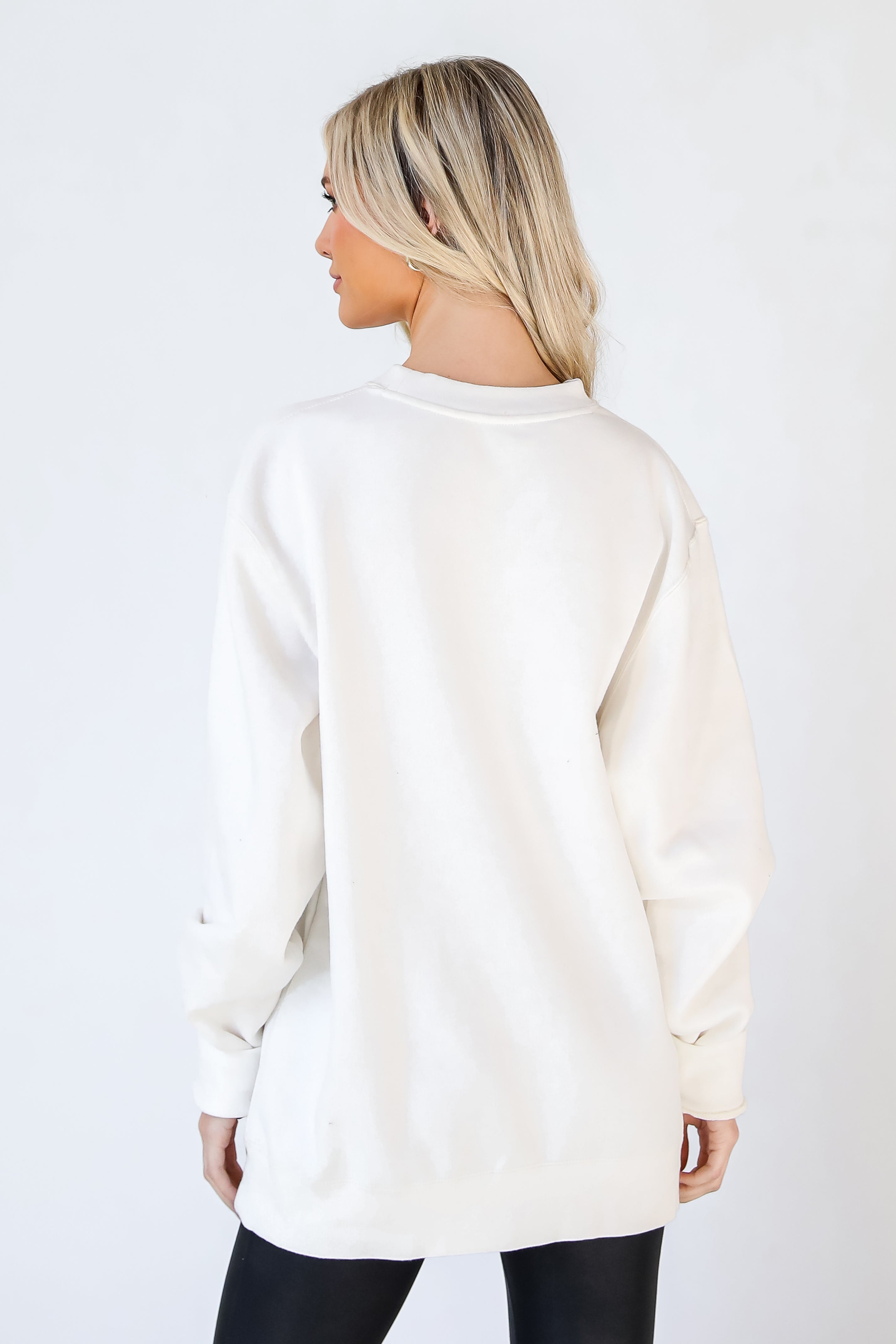 Red Merry Script Pullover back view