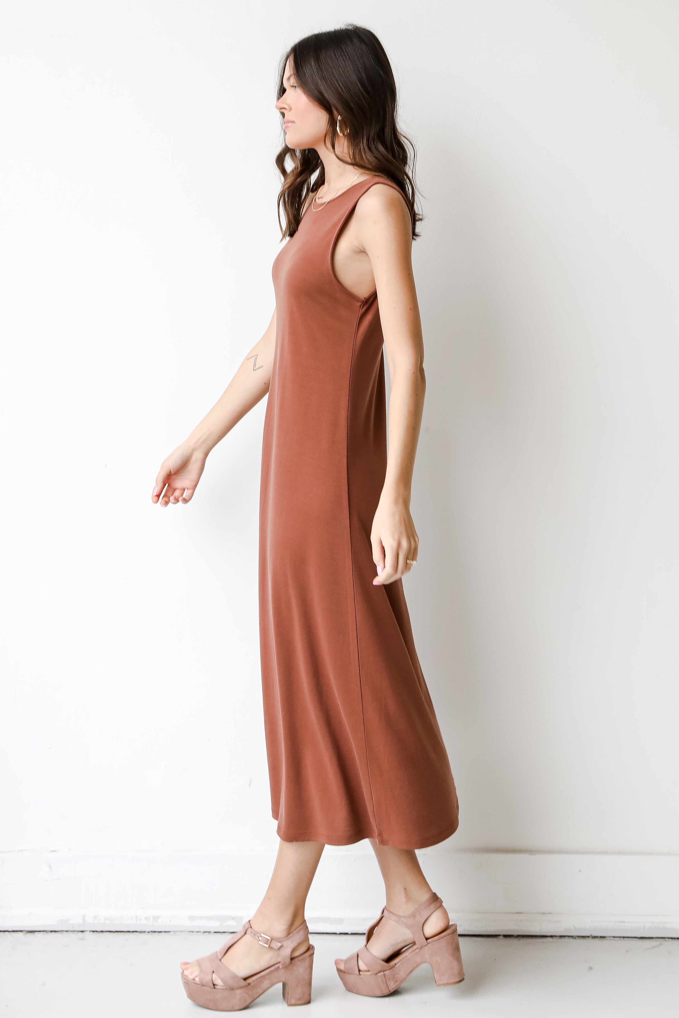 Maxi Dress in mocha side view