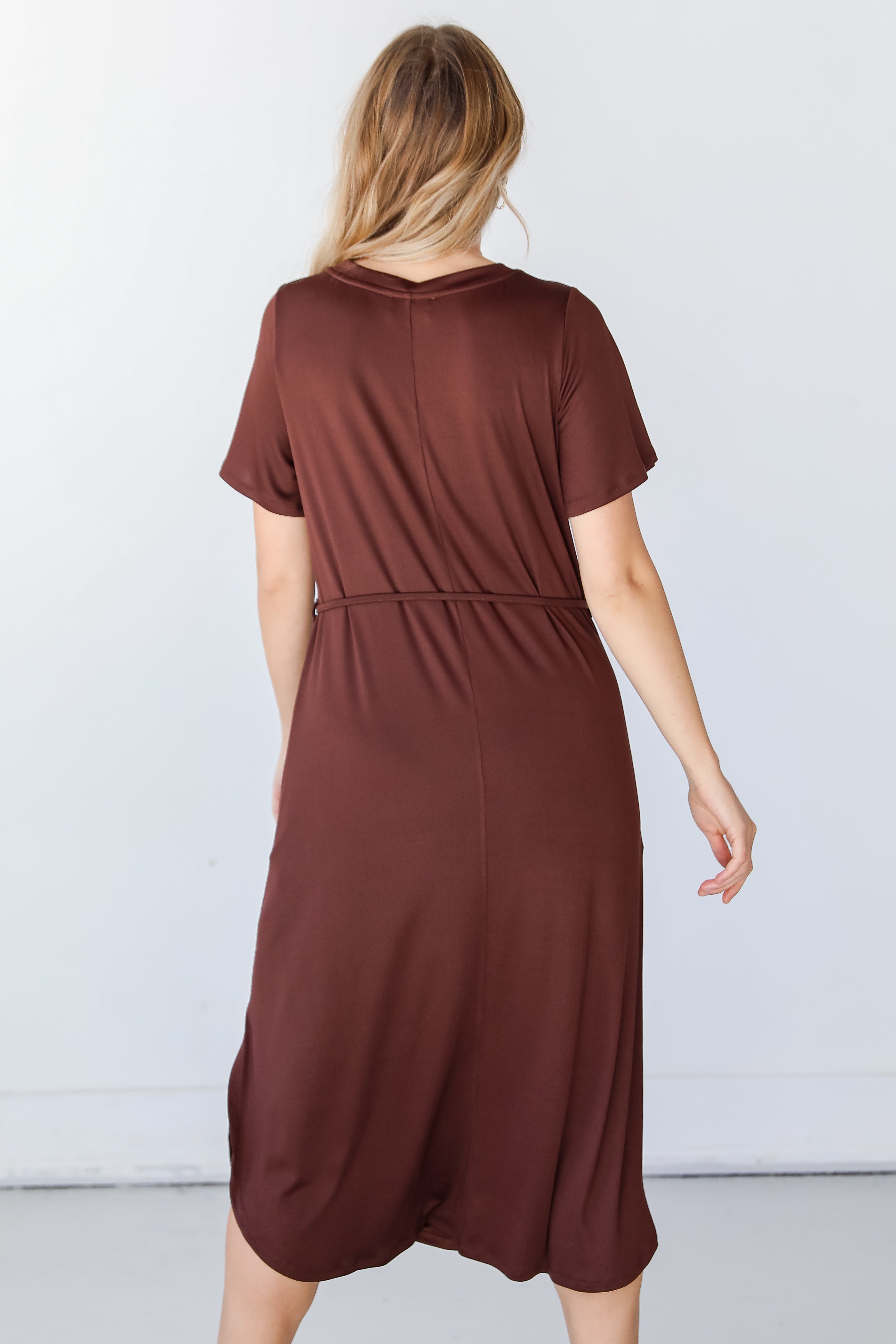 brown Midi Dress back view