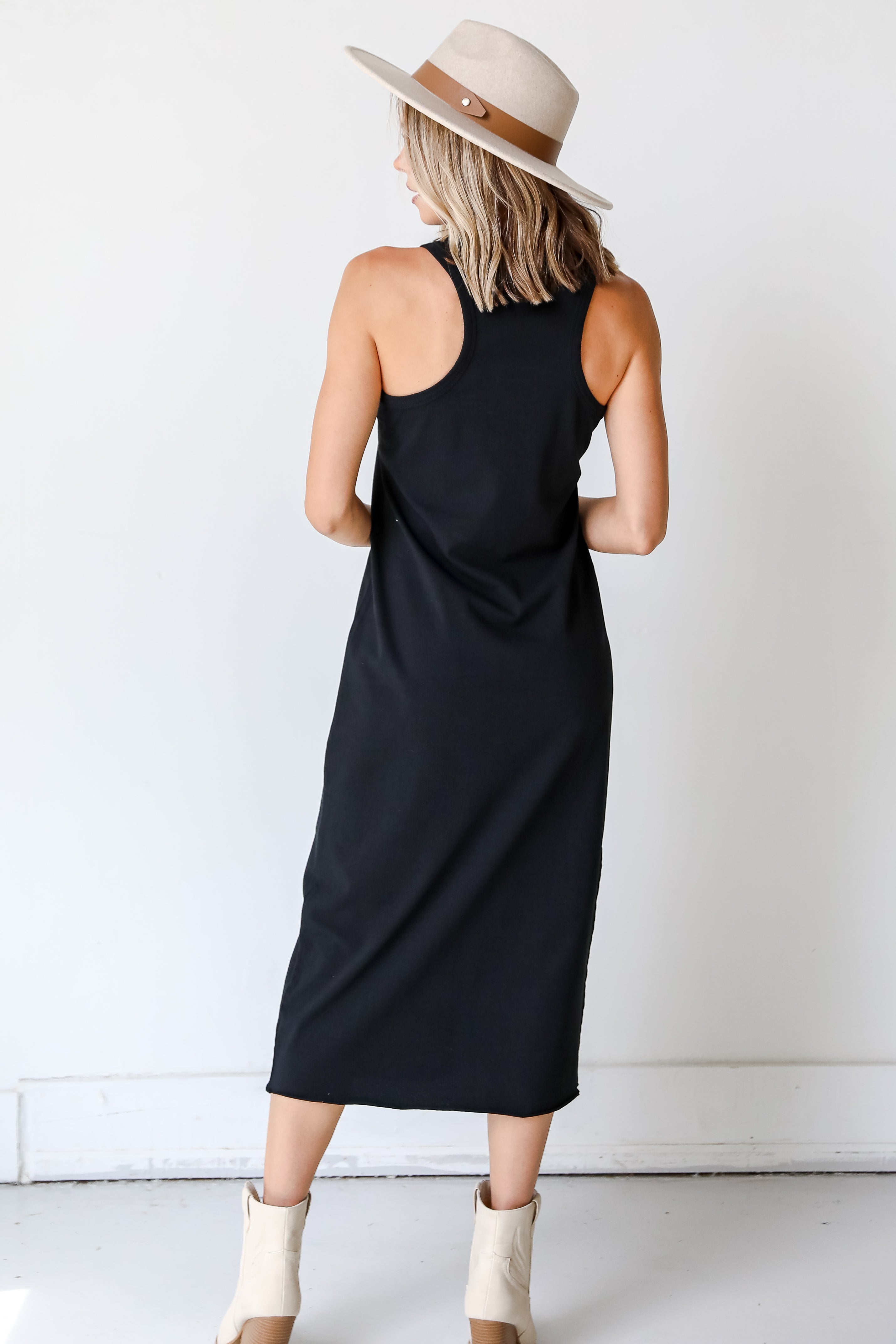 black midi dress back view