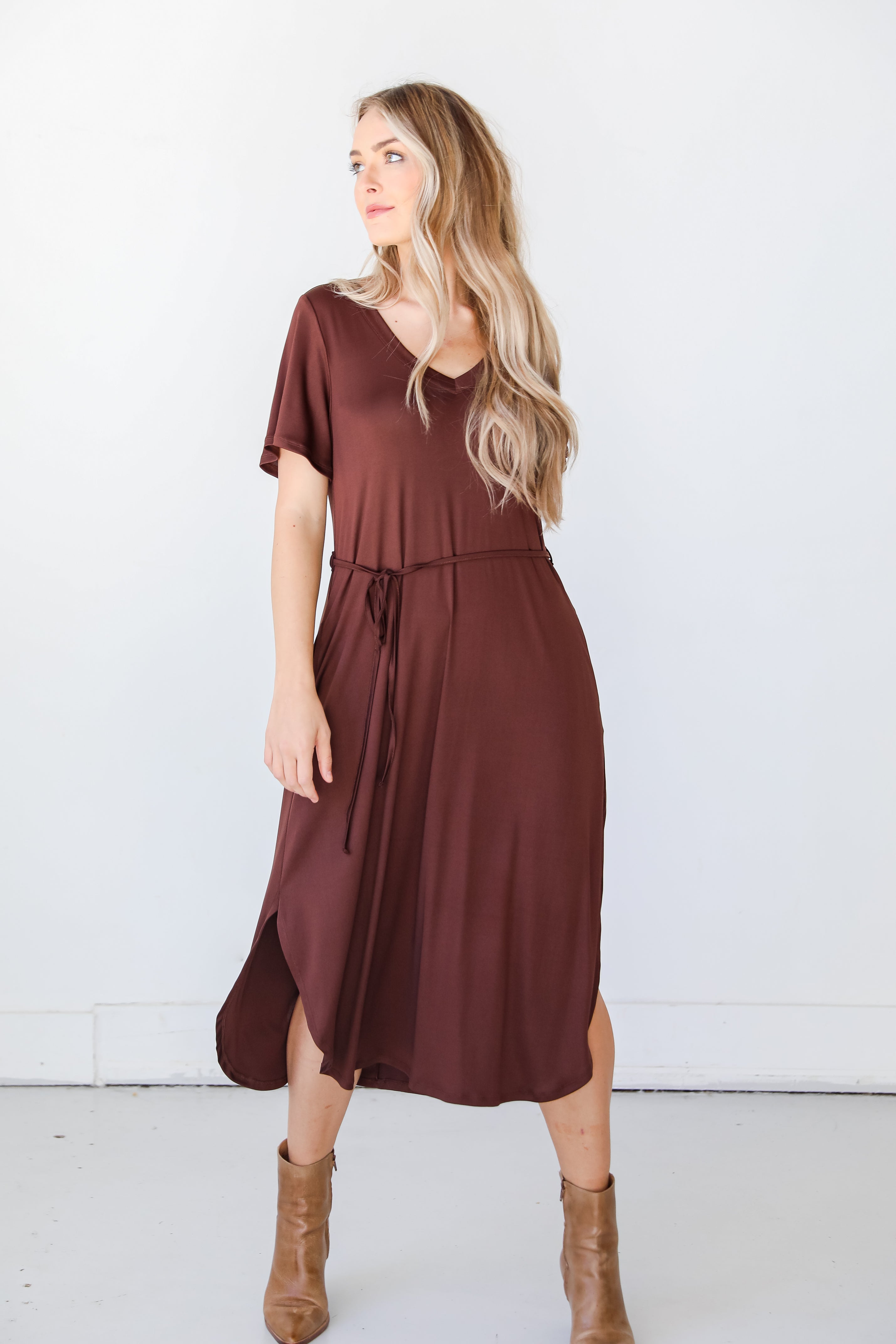 brown Midi Dress