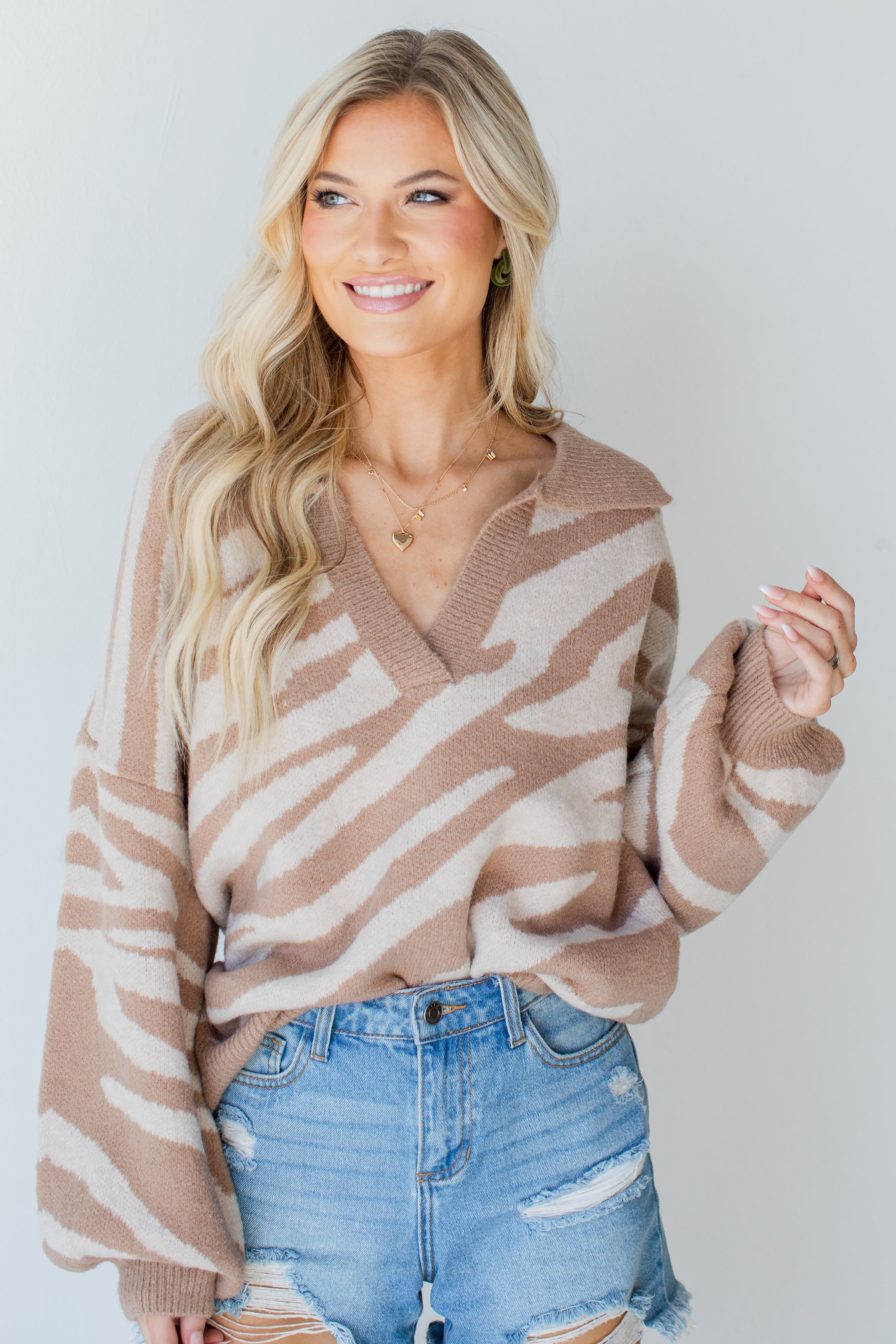 Collared Sweater front view on model