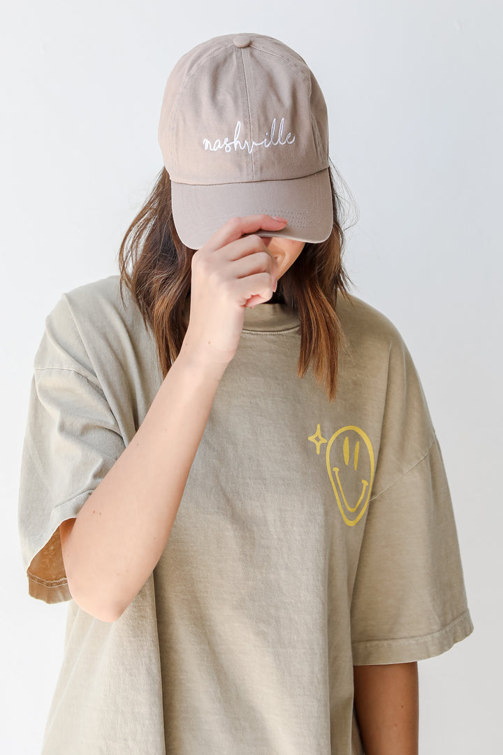 Nashville Embroidered Hat in taupe