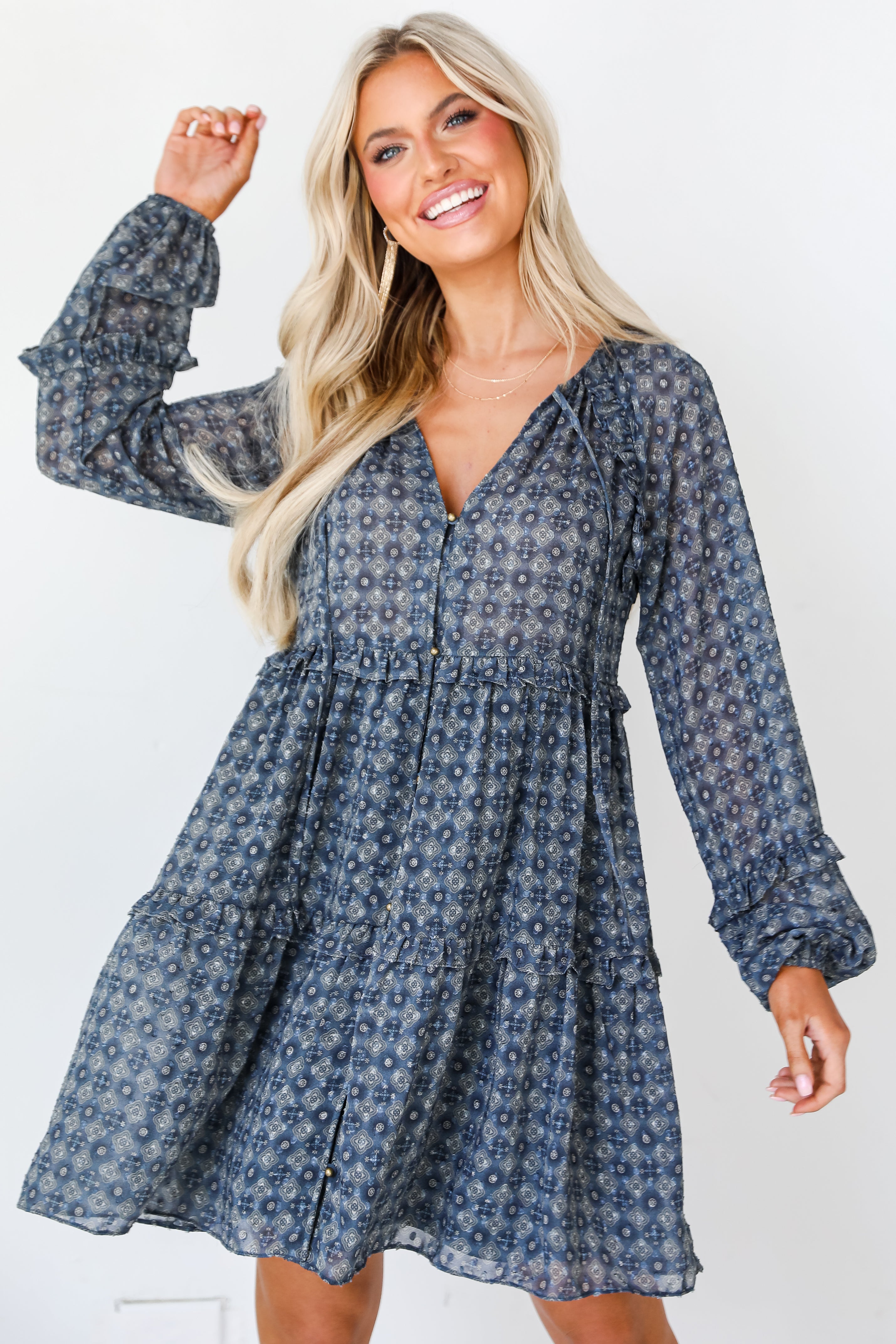 Tiered Mini Dress front view