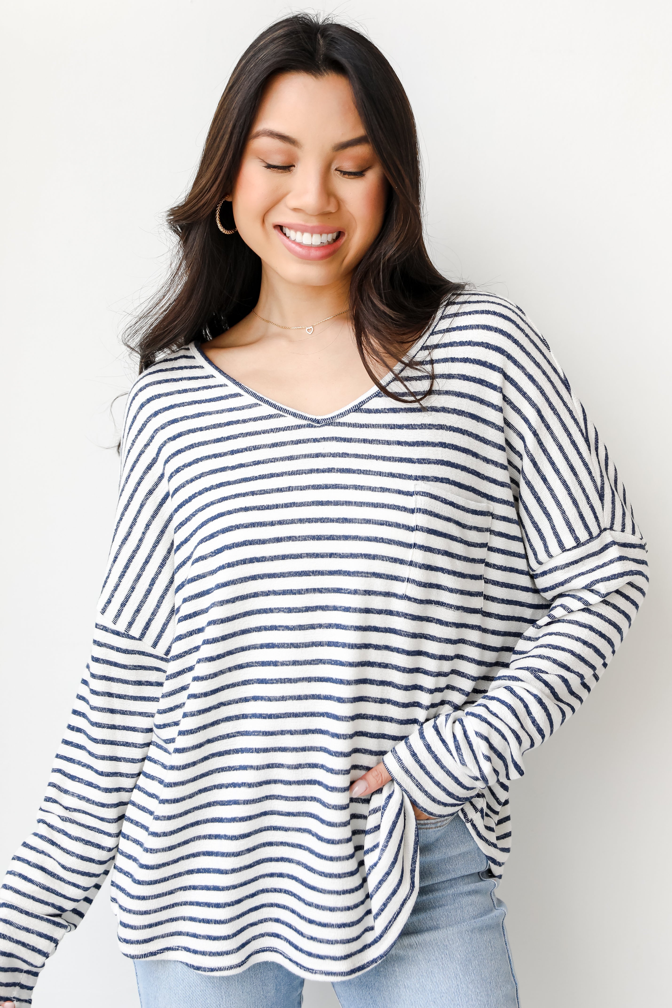 Striped Knit Top front view