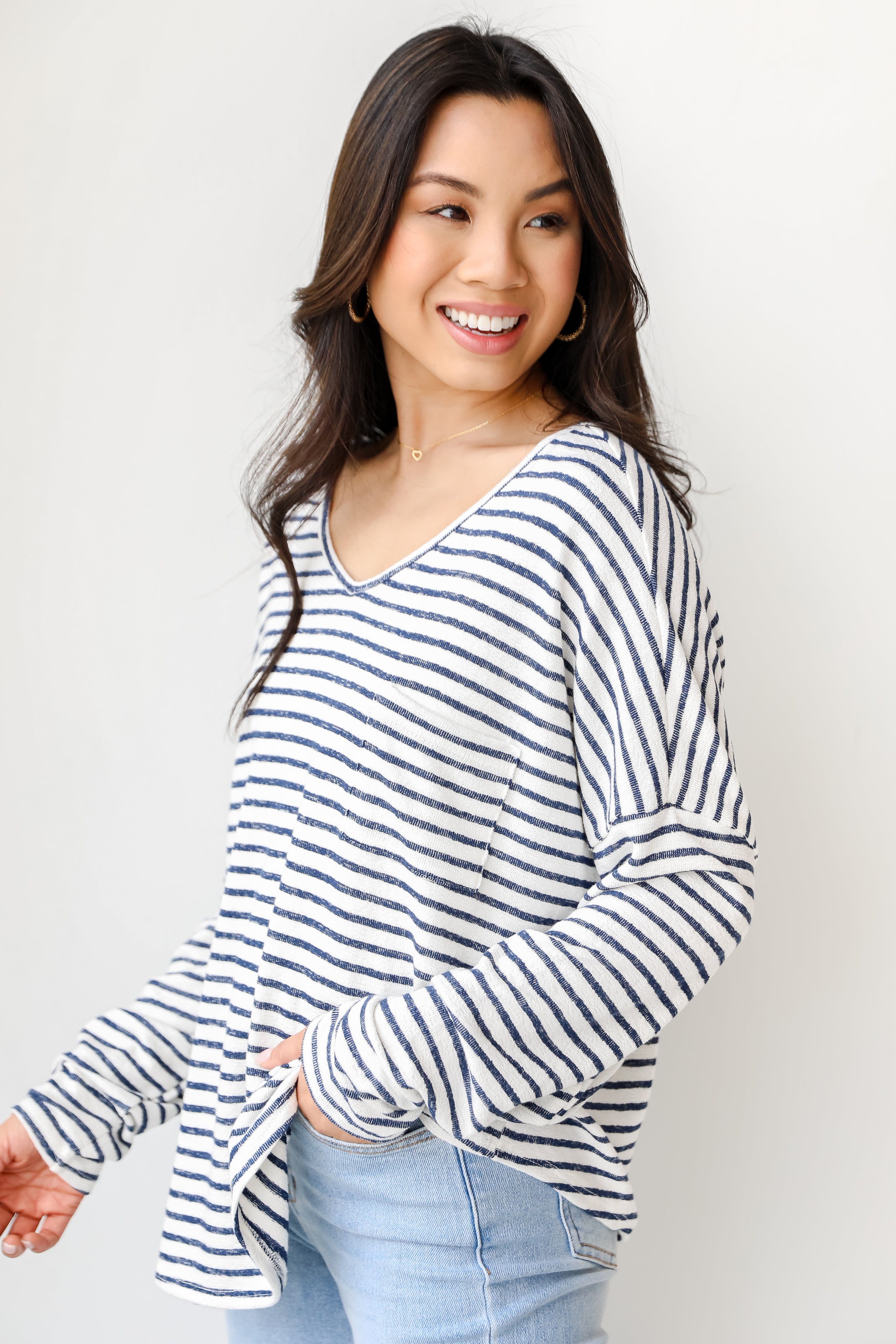 Striped Knit Top side view