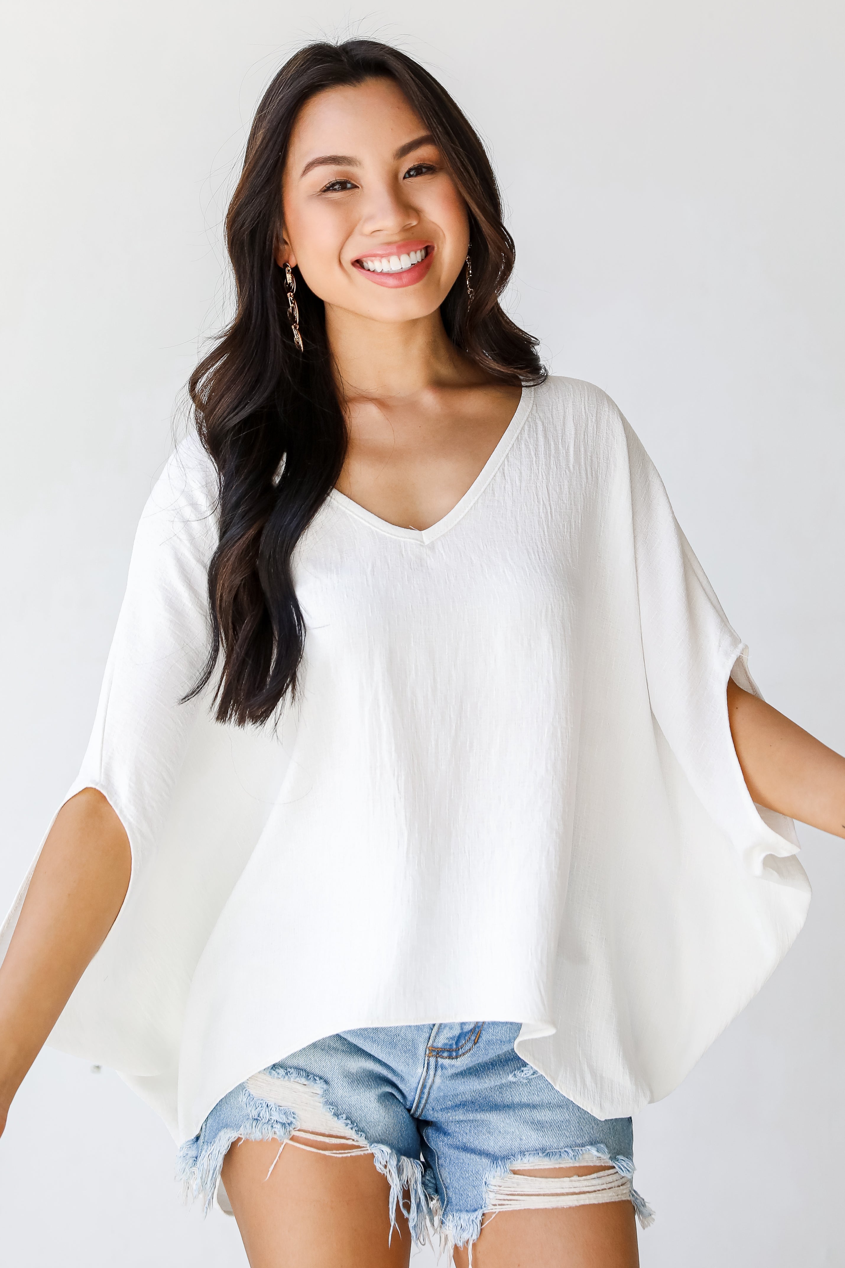 Oversized Blouse in white on model