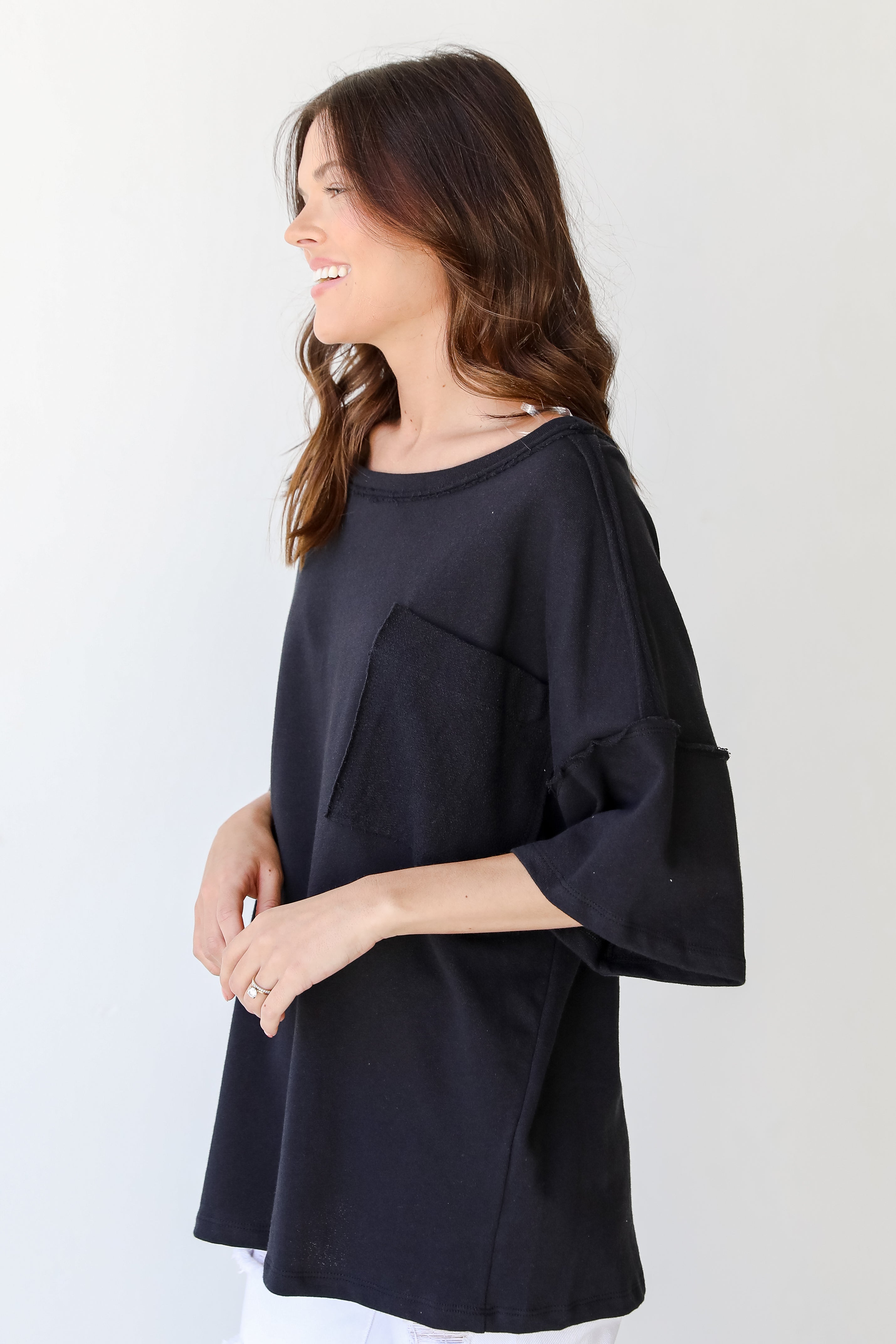 Knit Tee in black side view