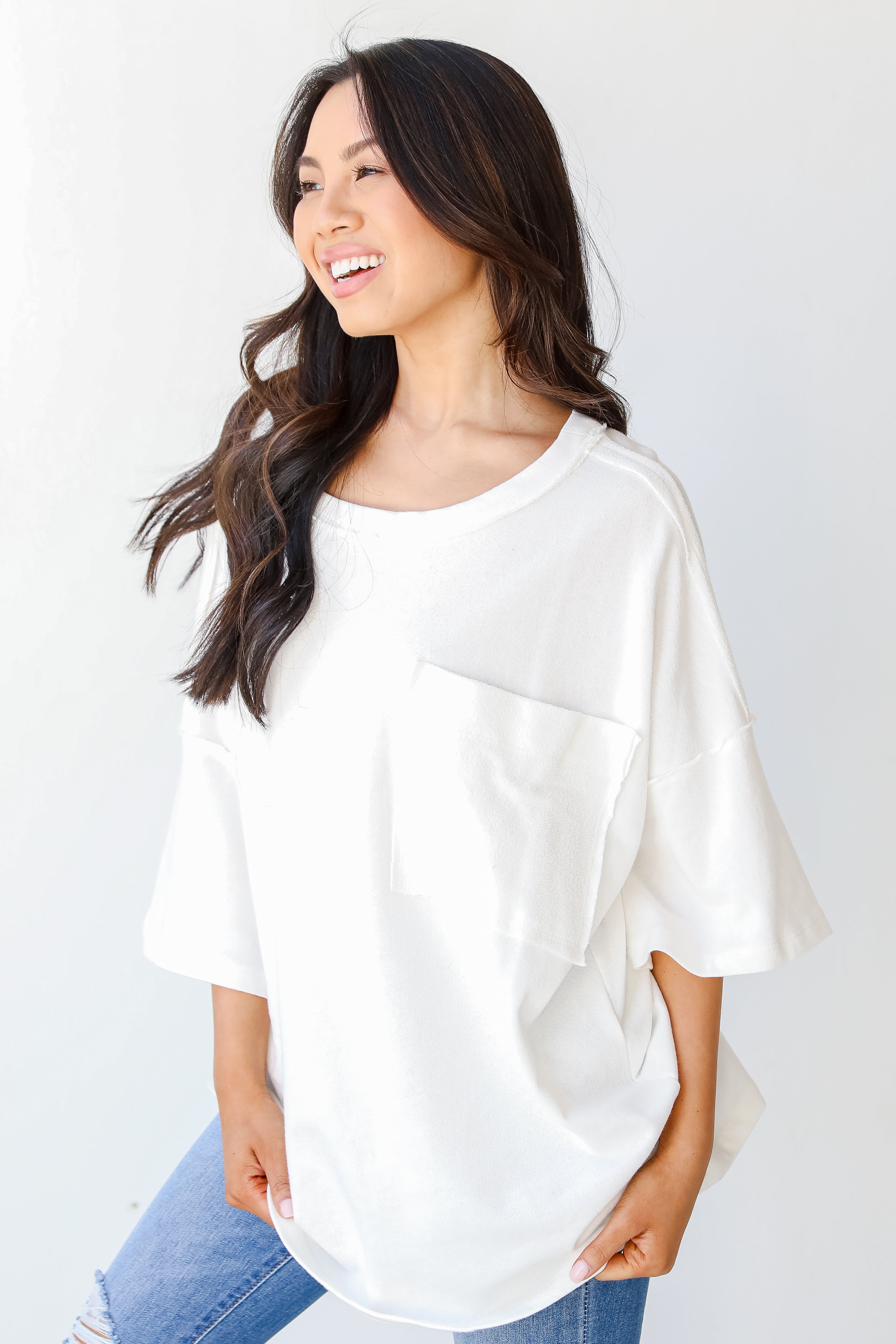 Knit Tee in white side view