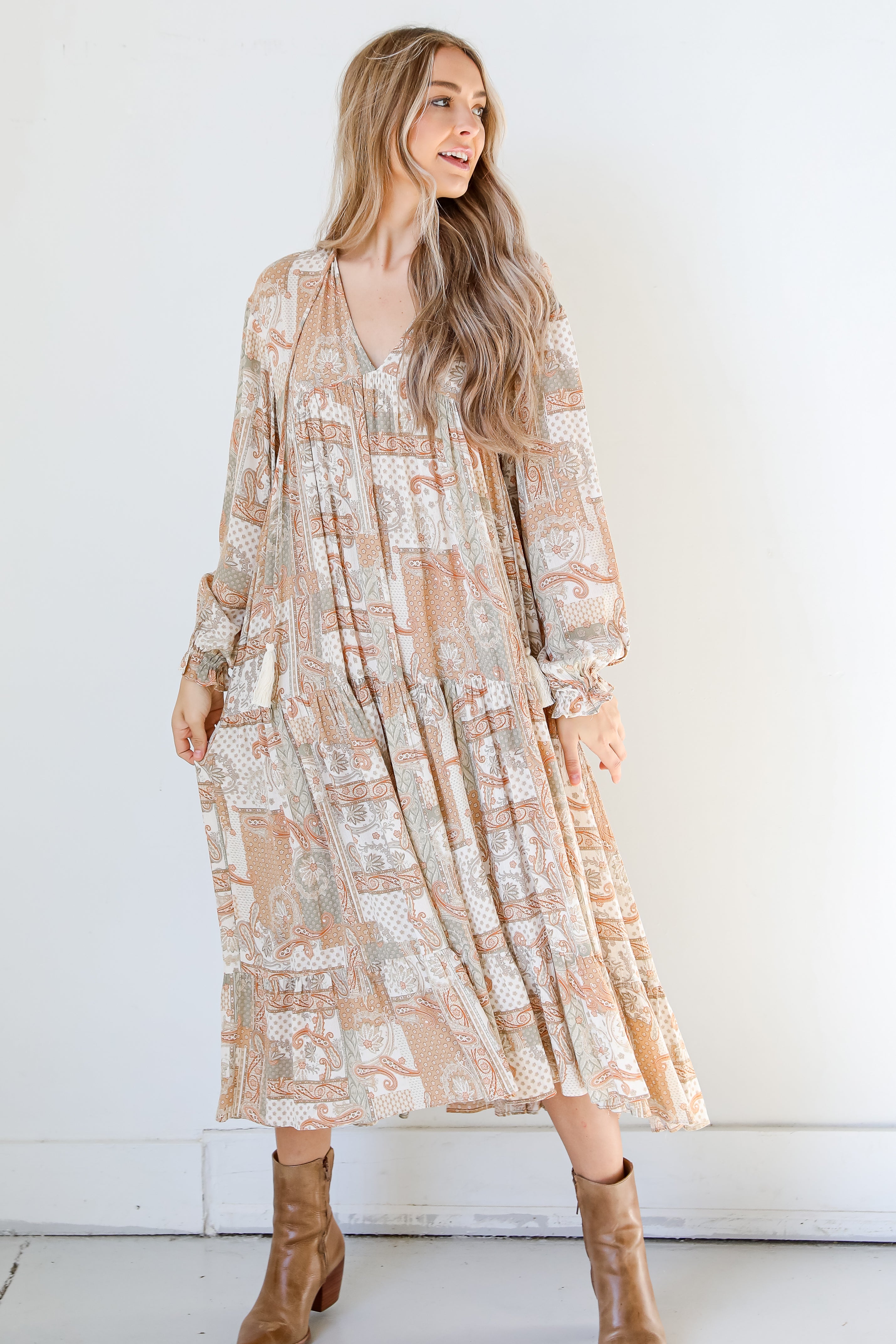 rust Paisley Maxi Dress