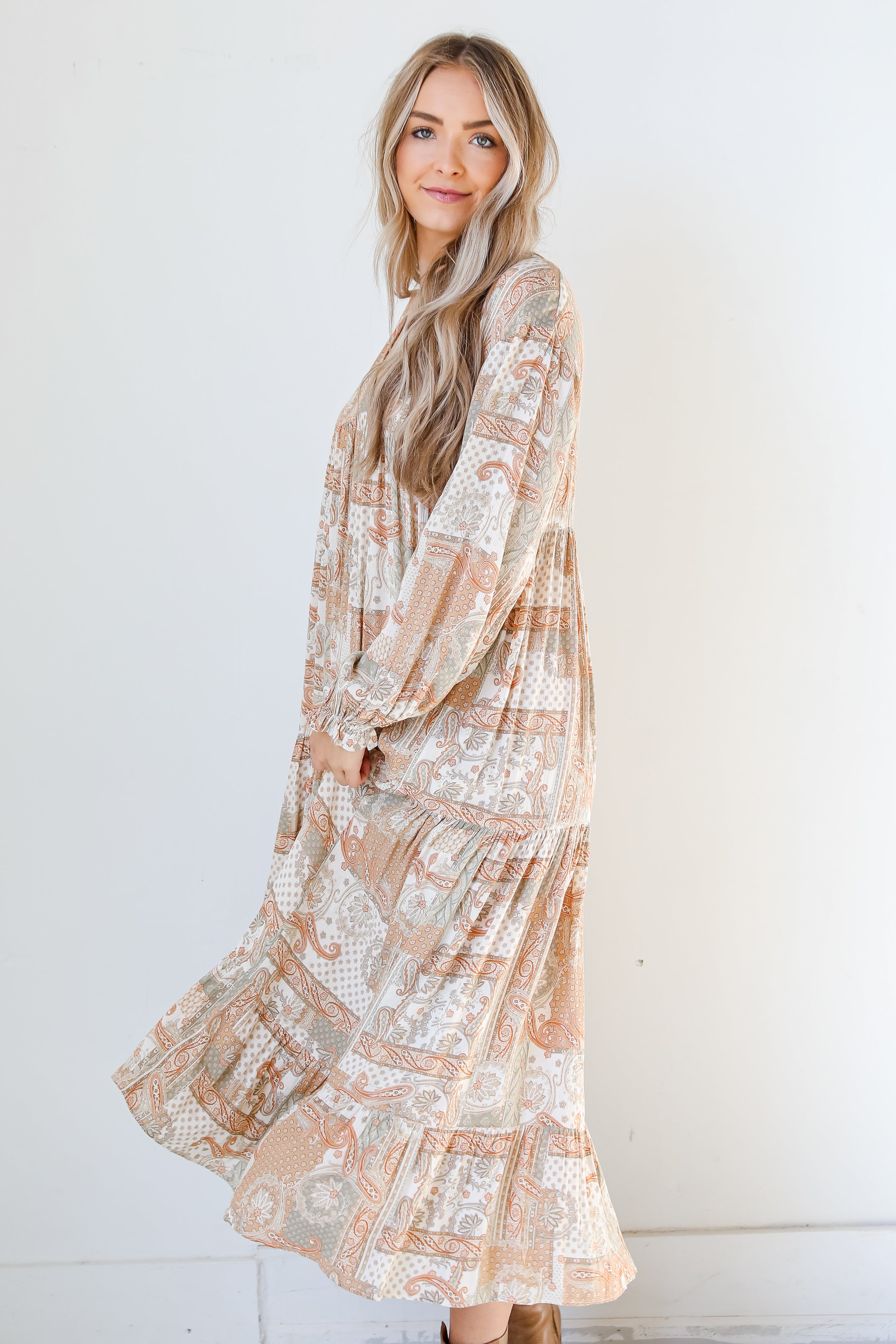 Paisley Maxi Dress on model