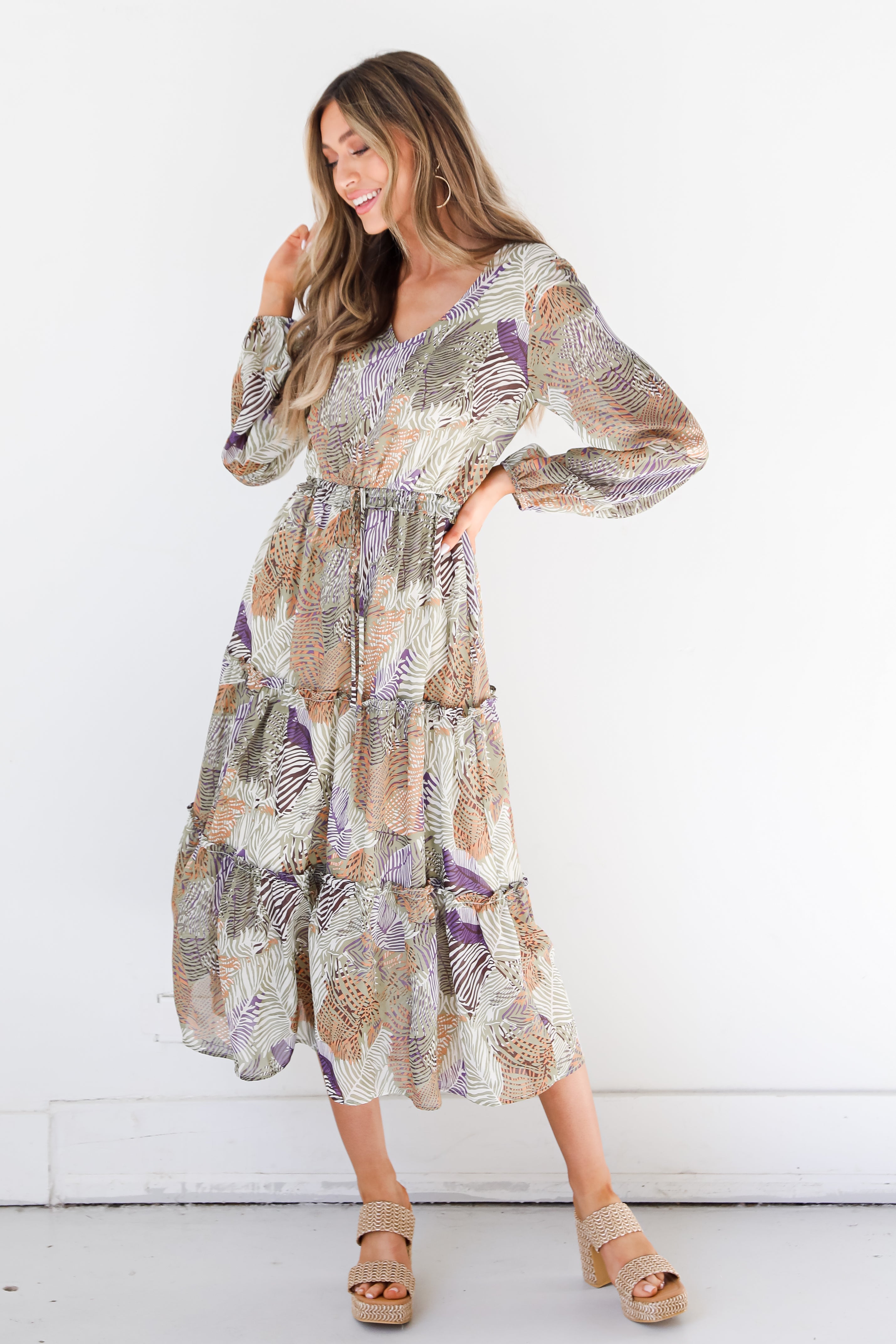 Tropical Midi Dress on model