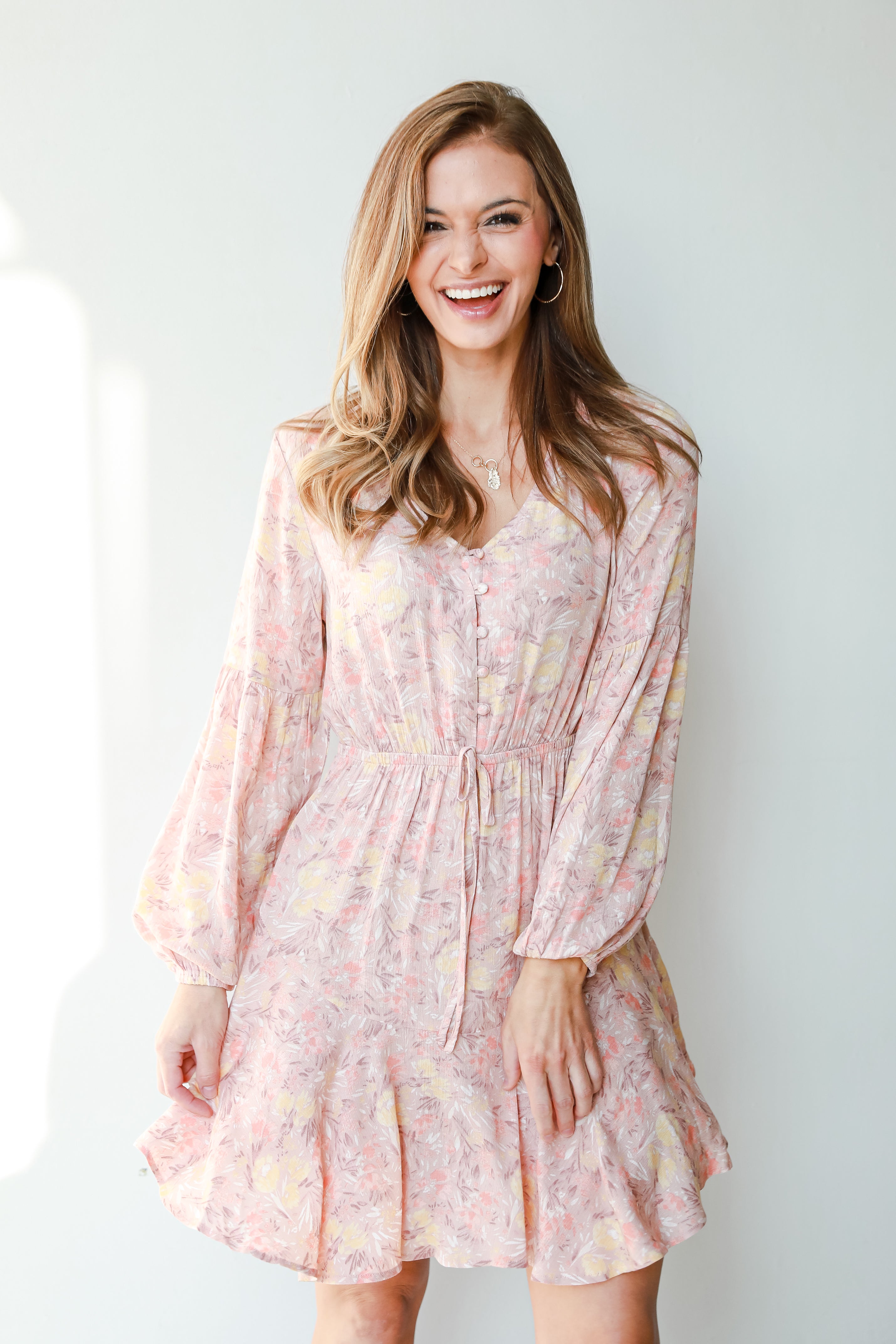 Floral Mini Dress on model