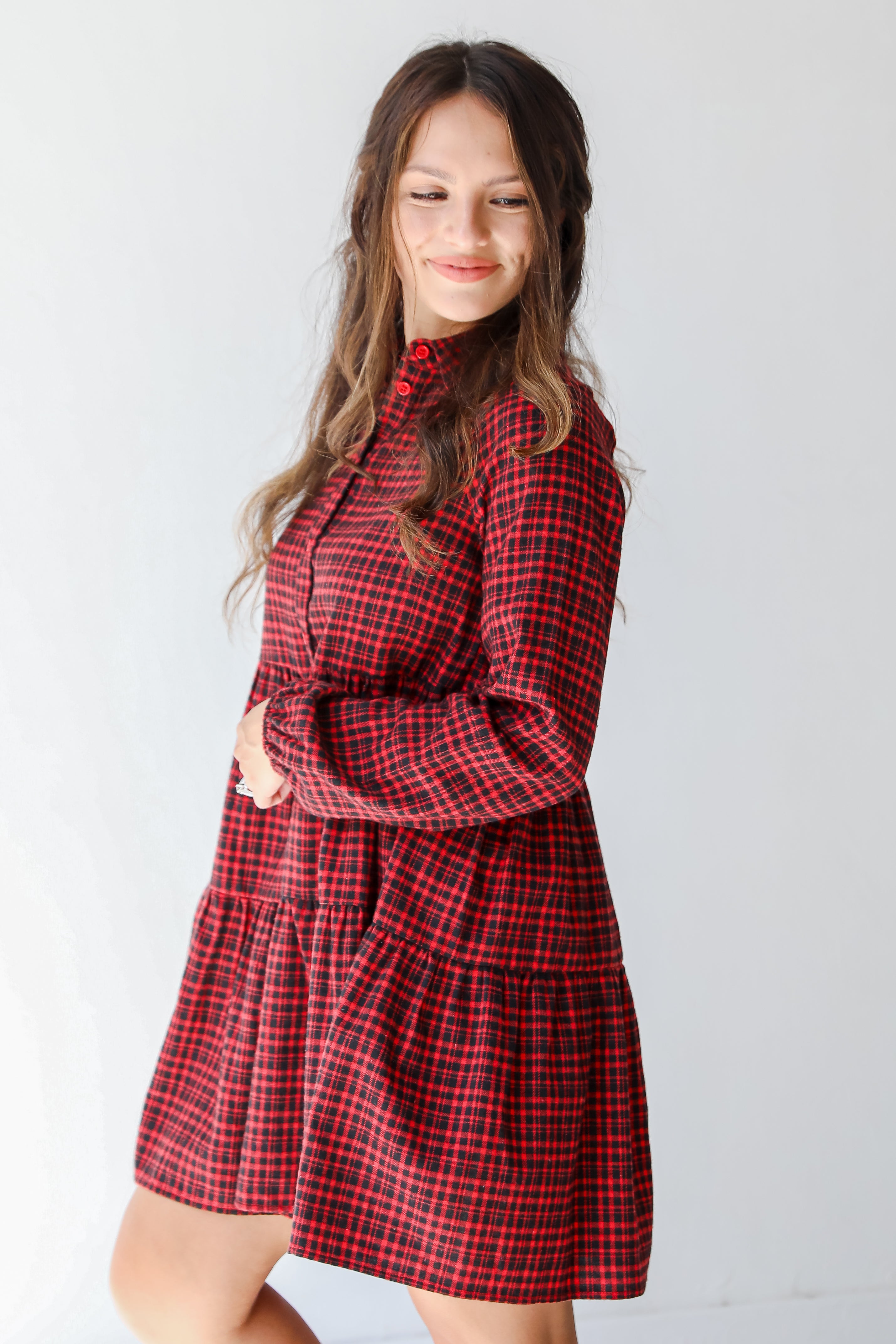 plaid dress side view