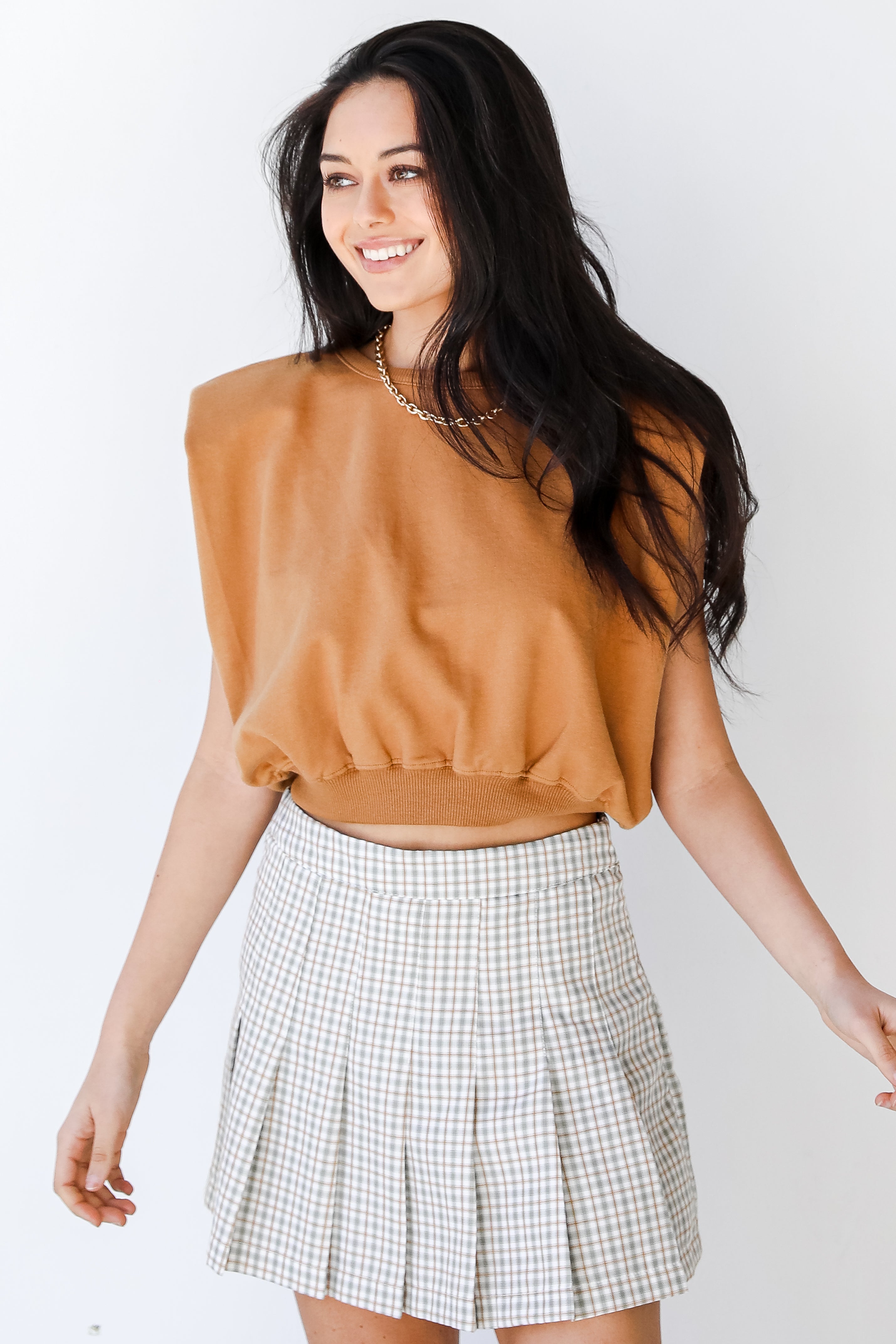 Plaid Skort in mint front view