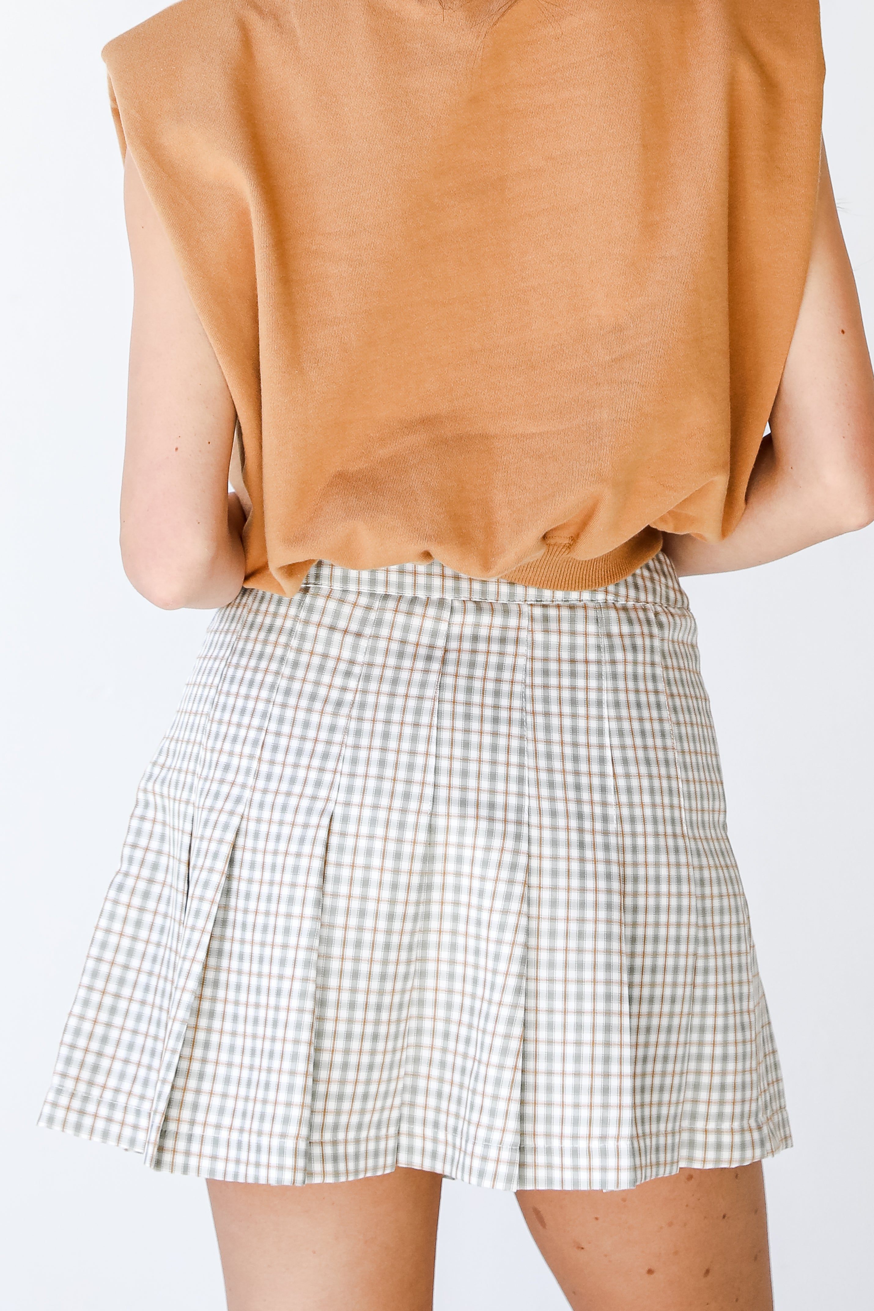 Plaid Skort in mint back view