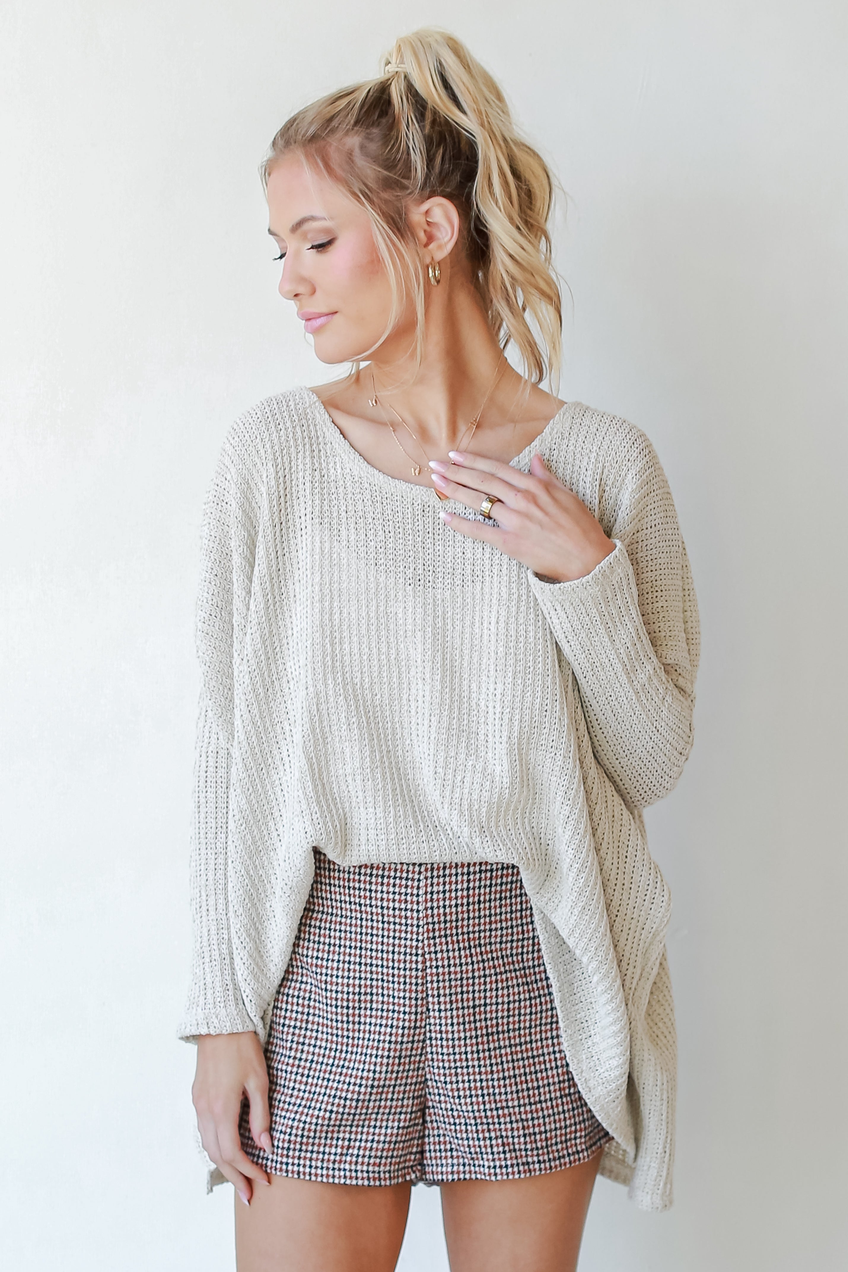 Houndstooth Shorts on model