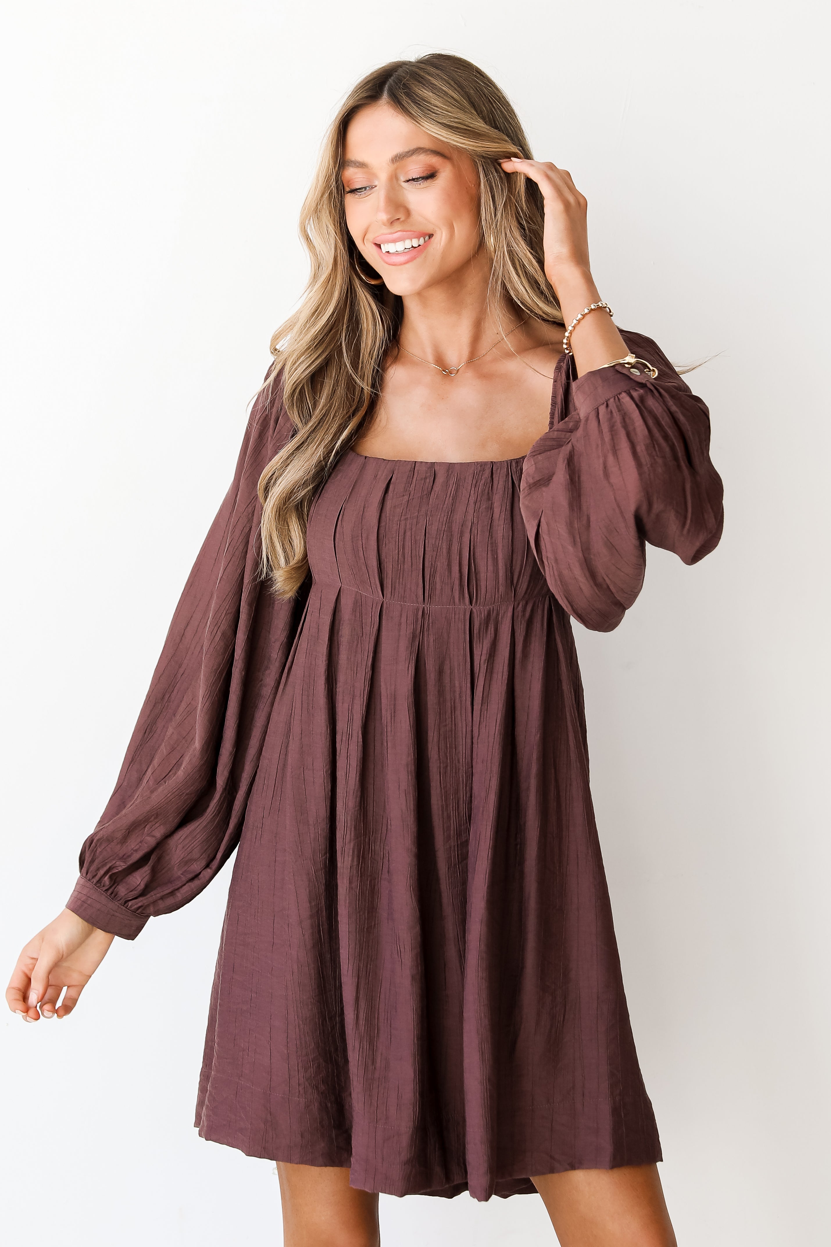 Babydoll Mini Dress on model