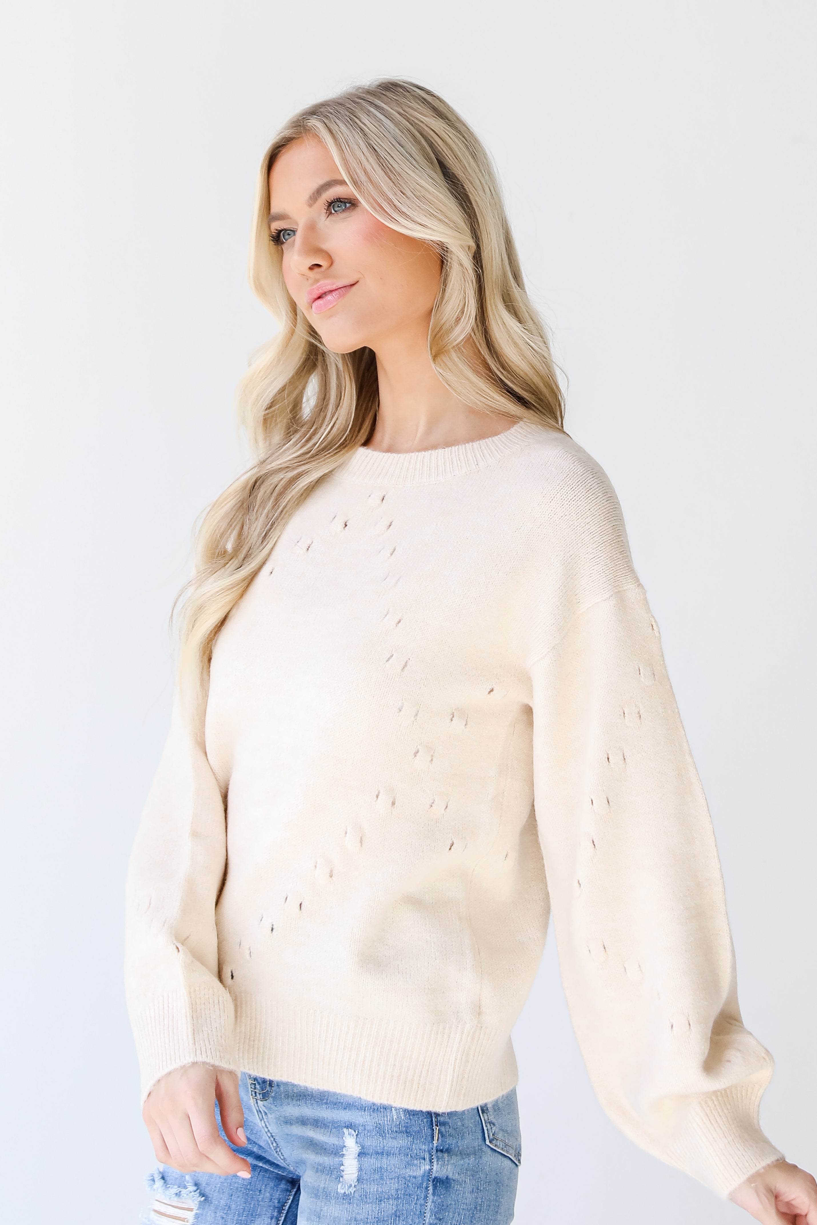 Sweater in ivory side view