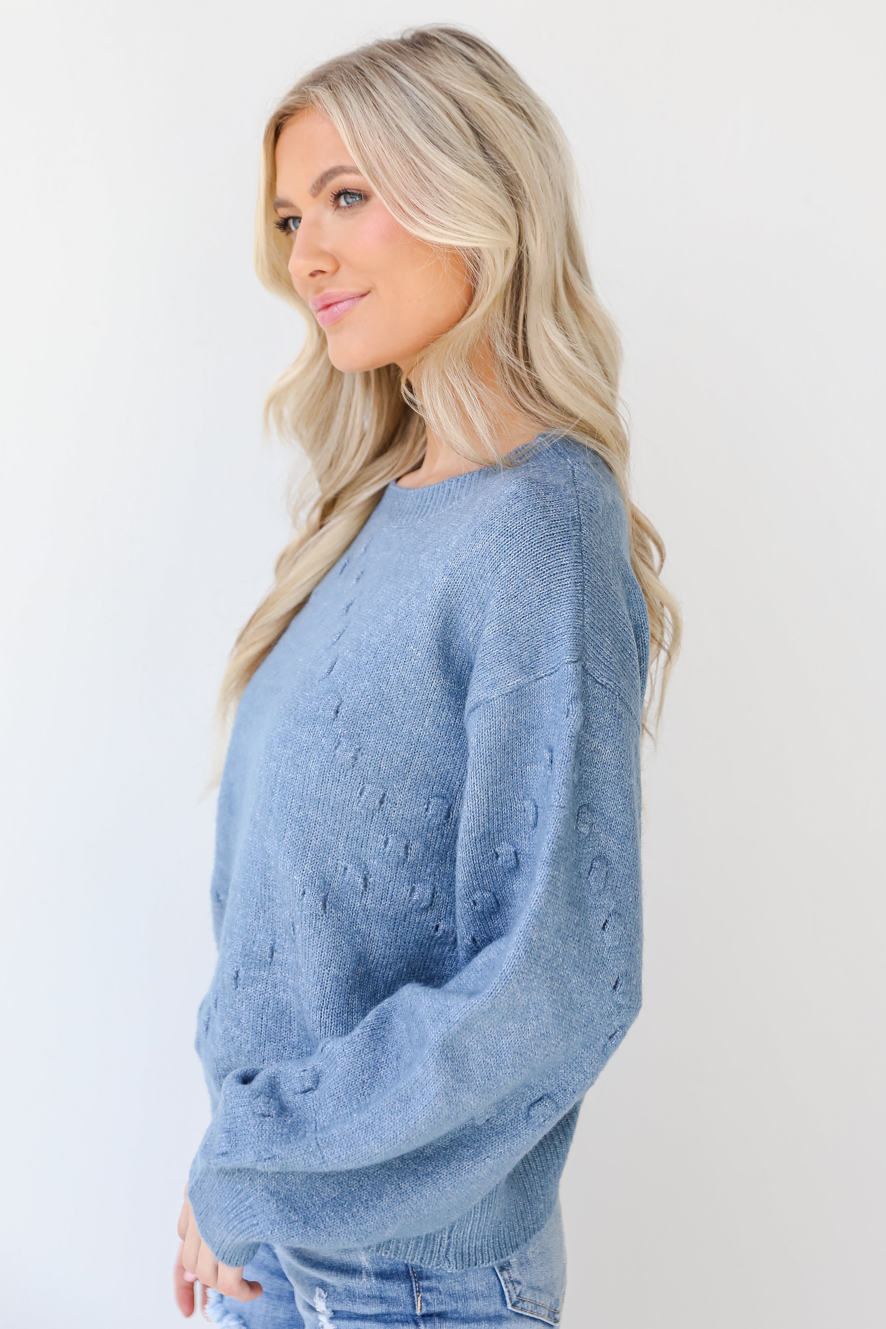 Sweater in denim side view