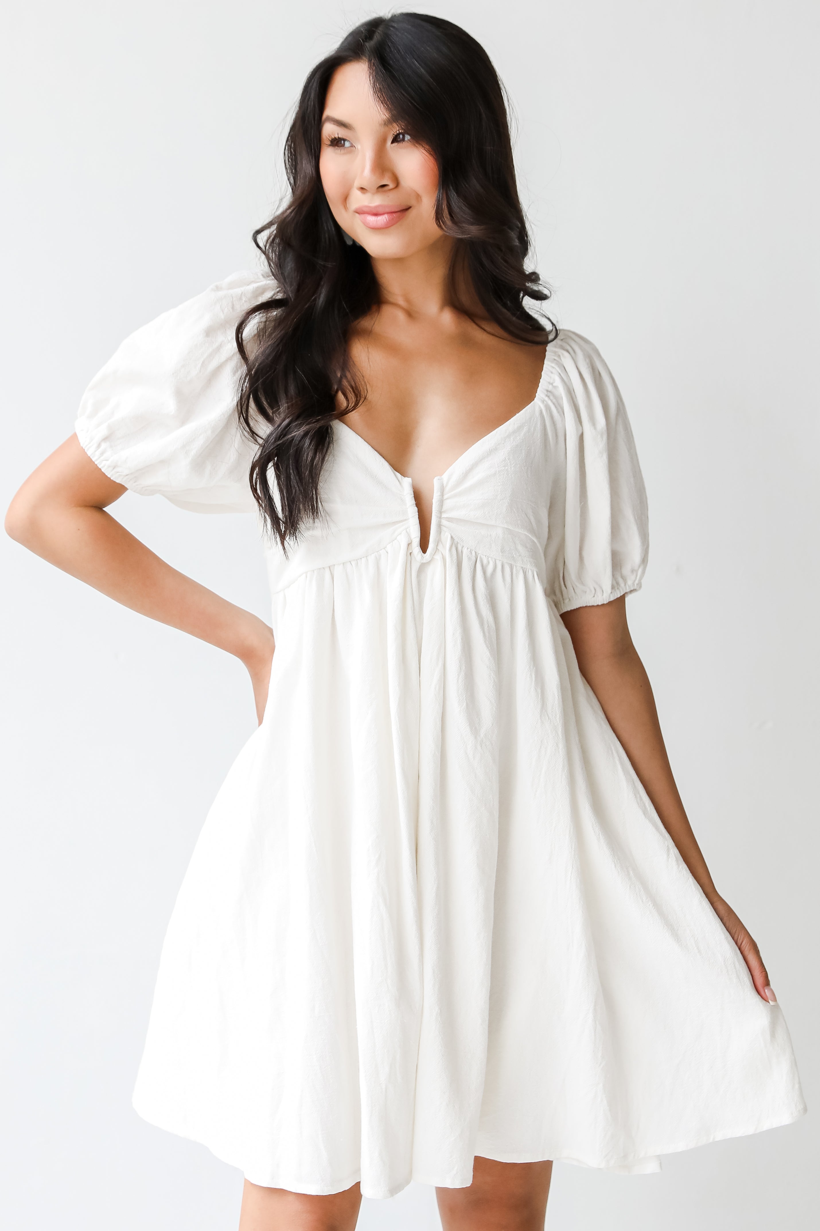 Babydoll Mini Dress in white
