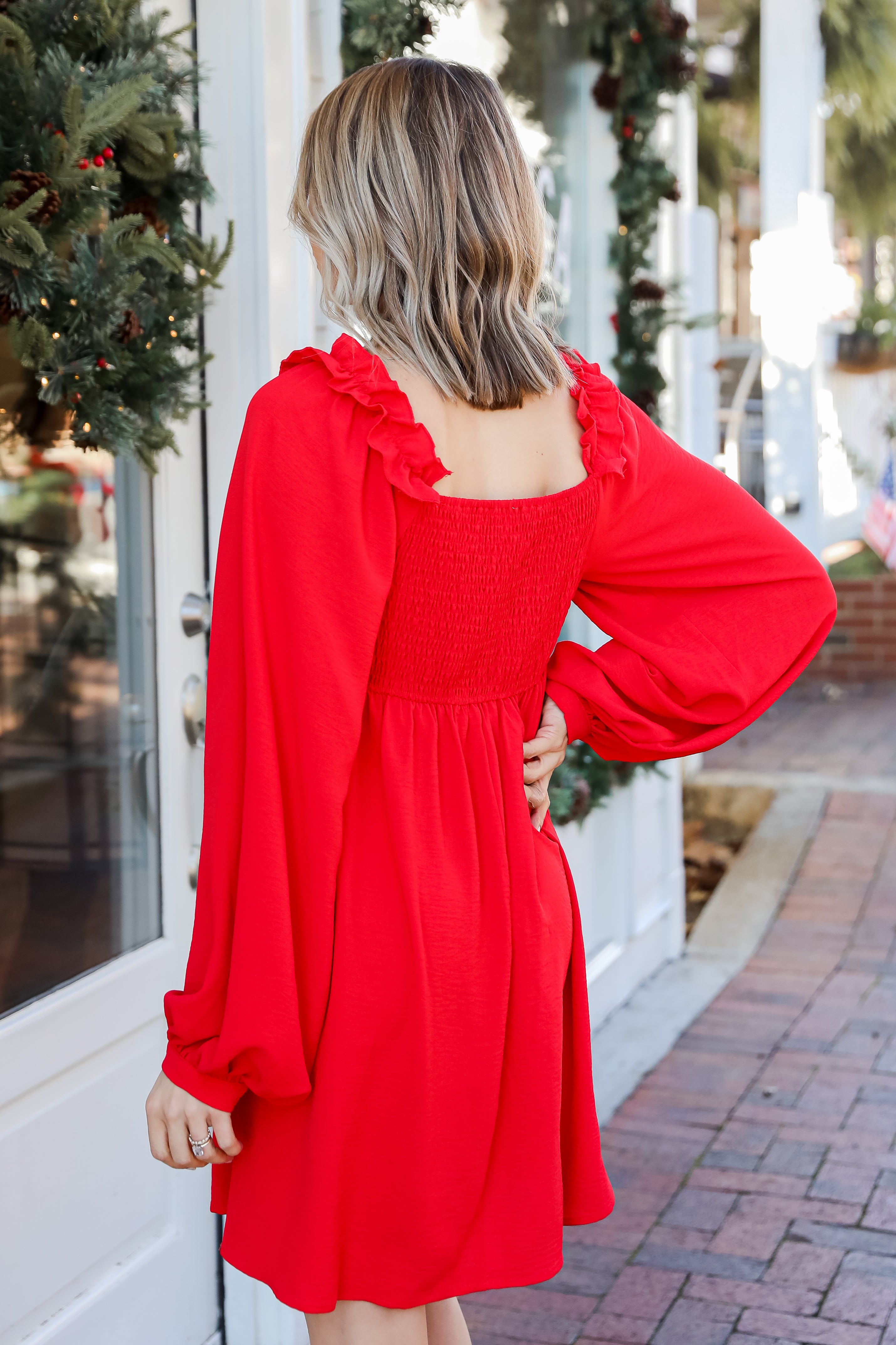 red Mini Dress back view