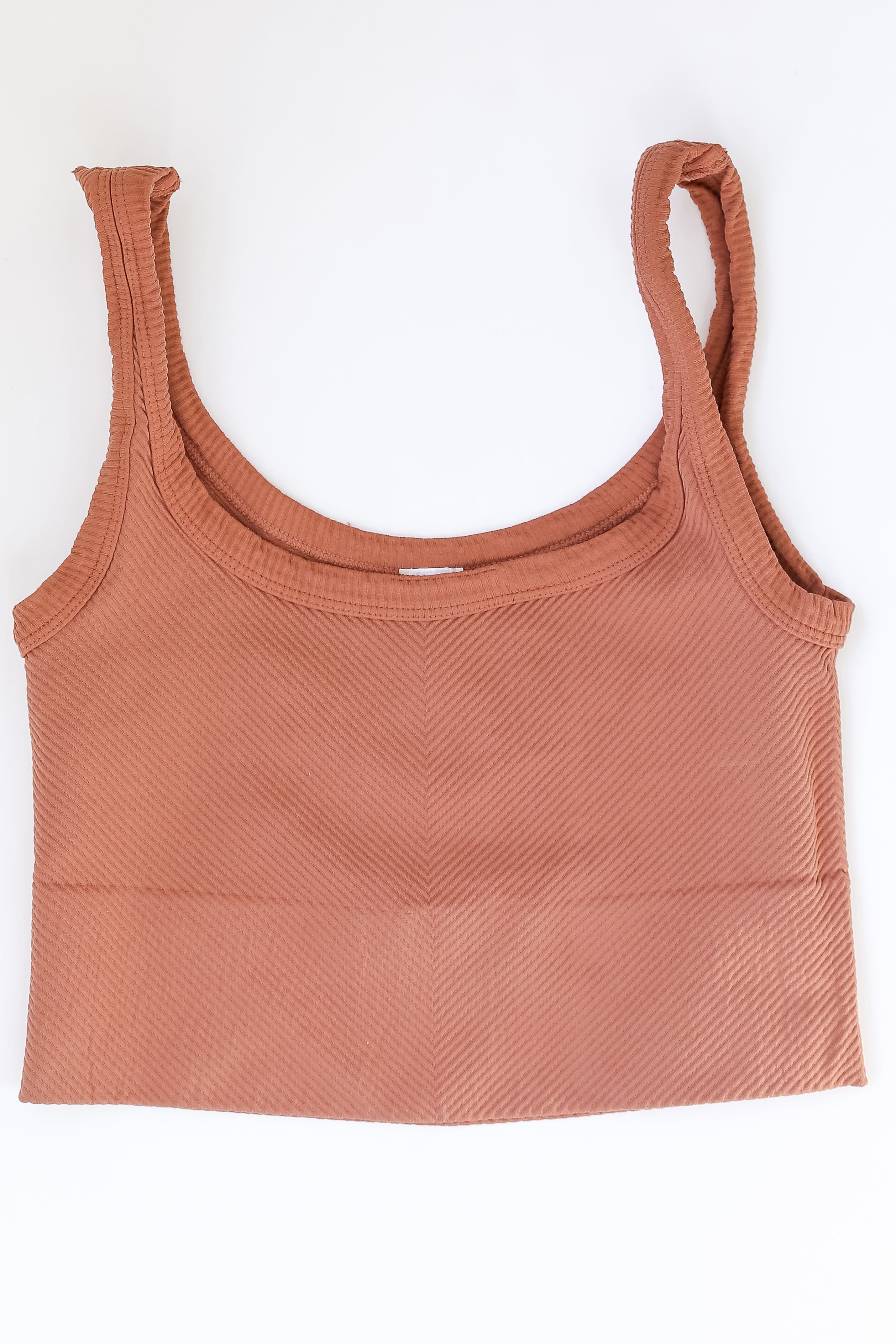 Seamless Cropped Tank in cognac flat lay