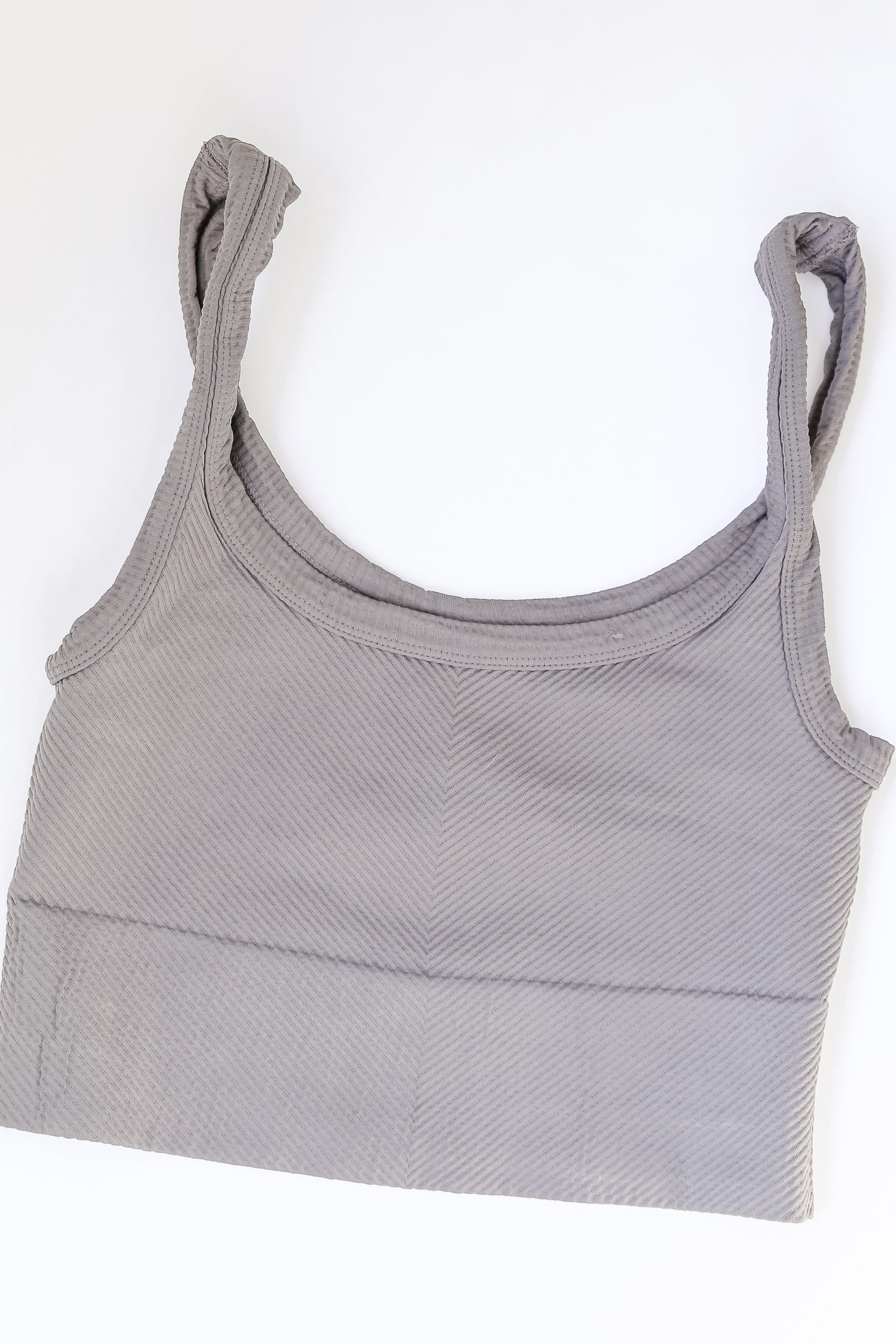 Seamless Cropped Tank in grey flat lay