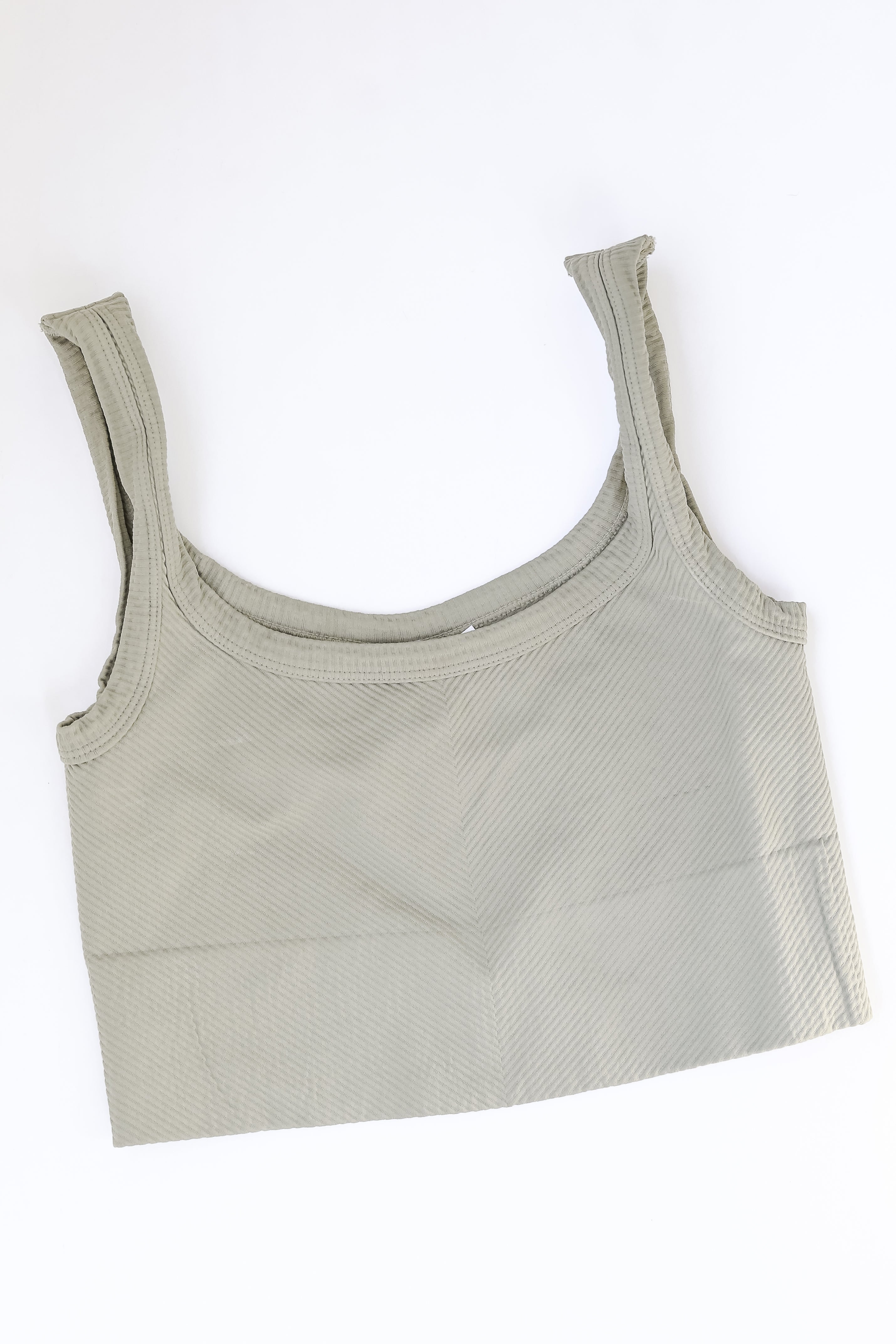 Seamless Cropped Tank in sage flat lay