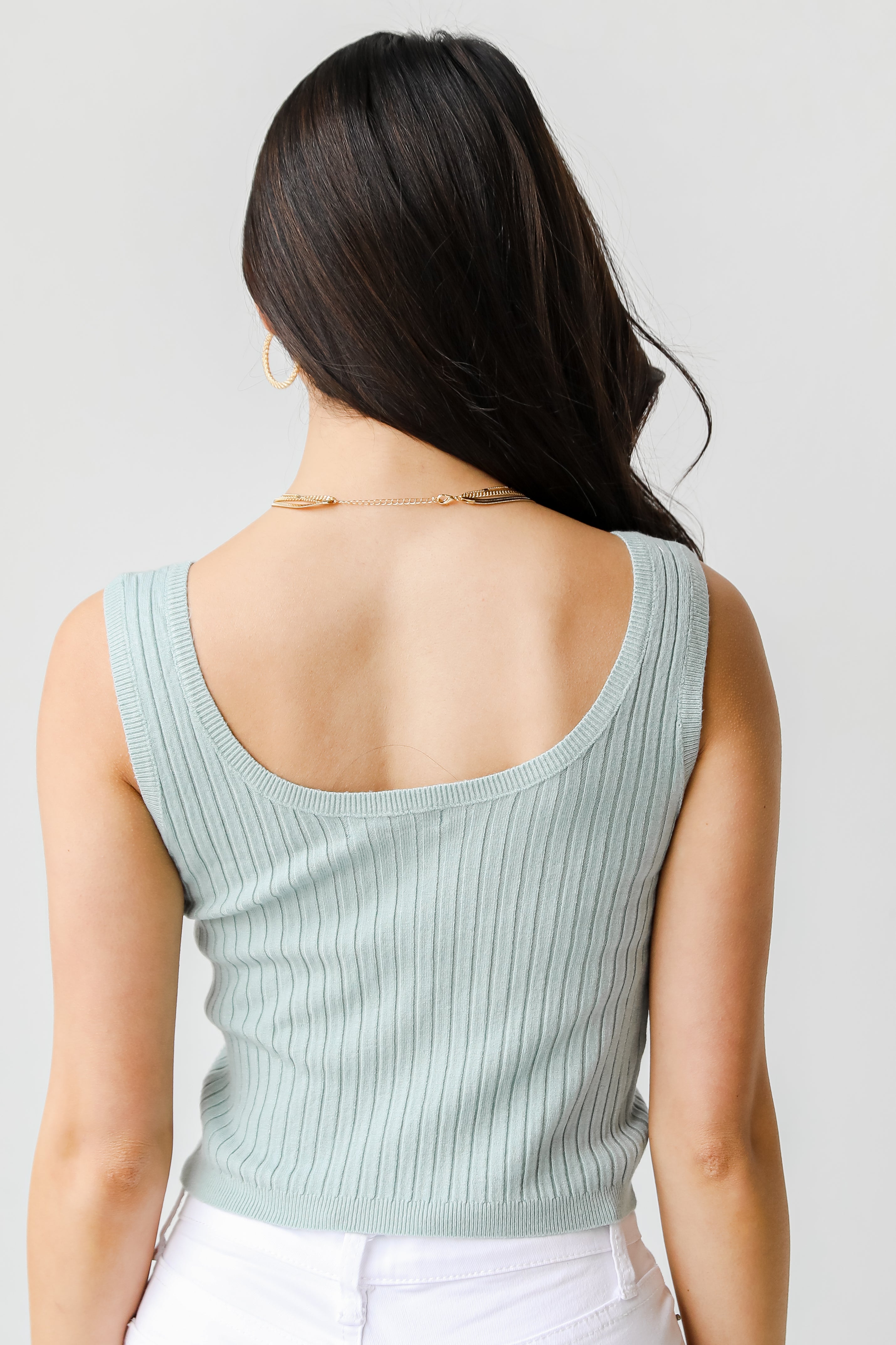 Cropped Sweater Tank in mint back view