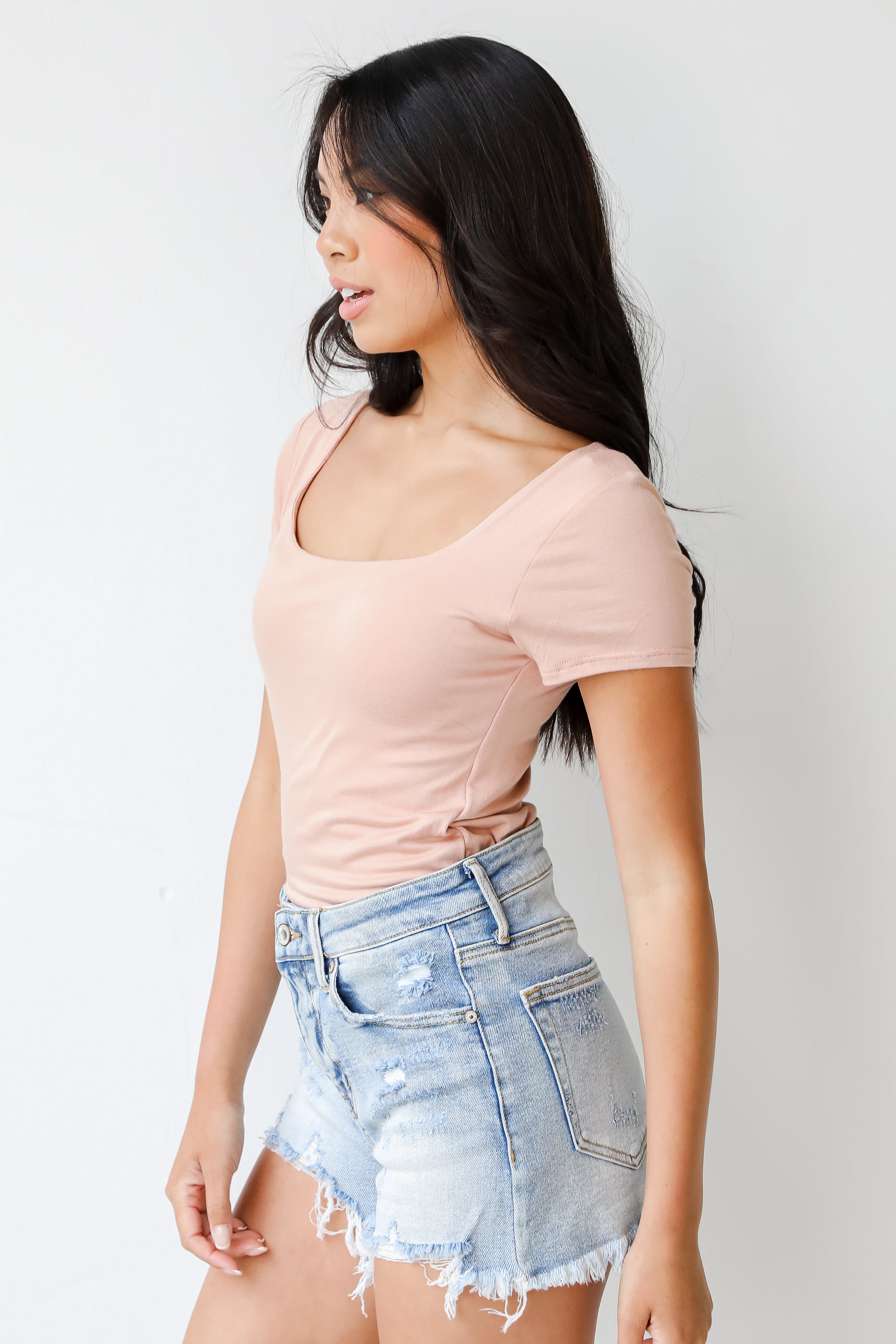 Bodysuit in blush side view