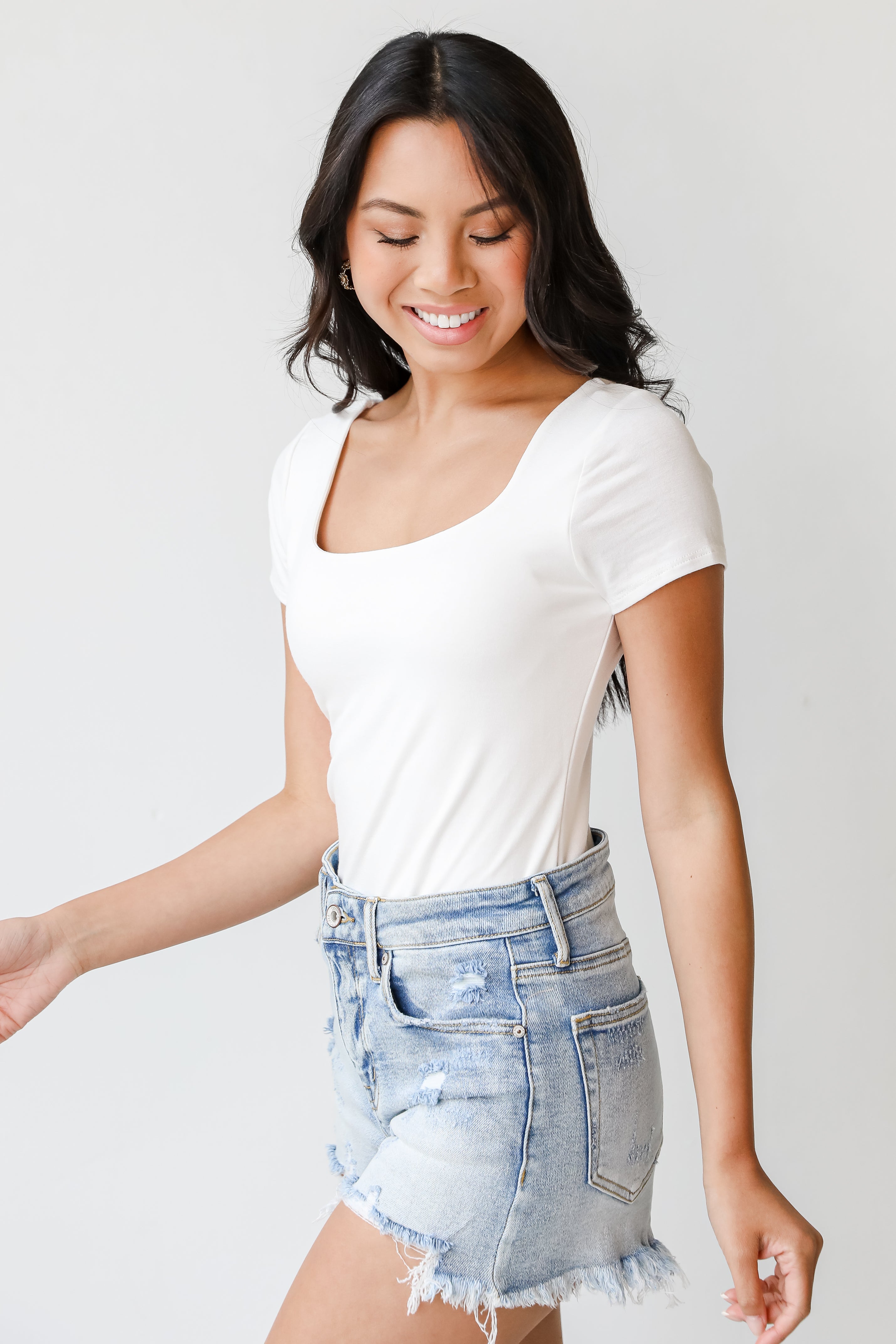 Bodysuit in ivory side view