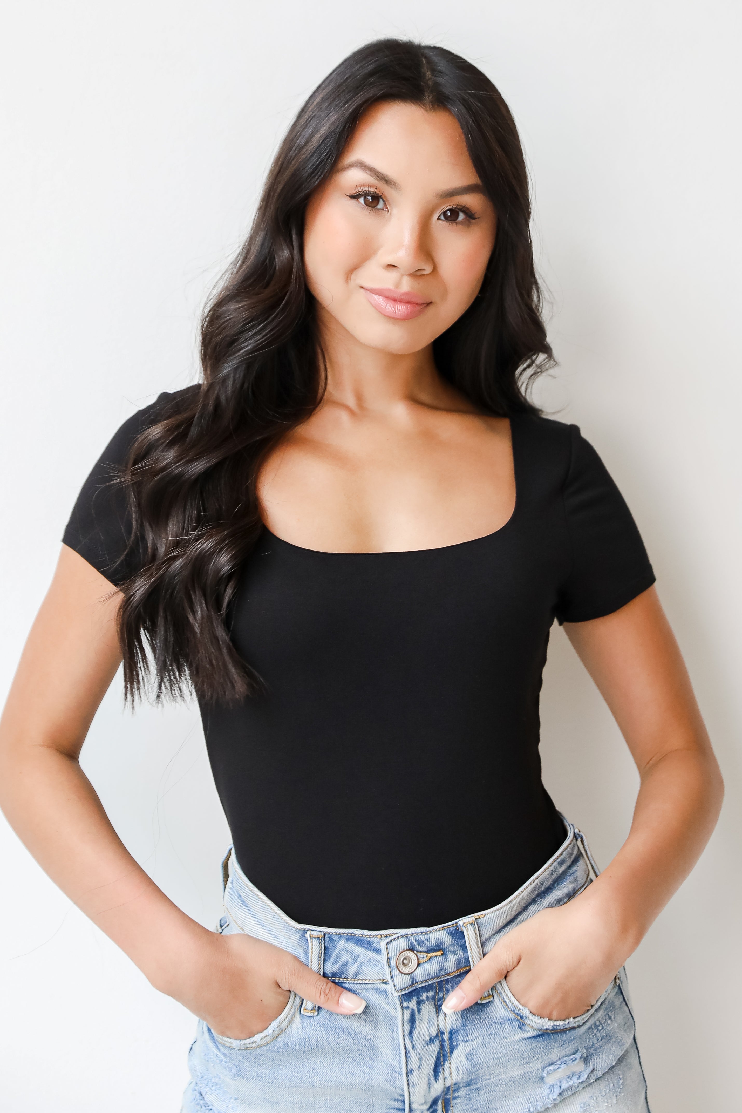 Bodysuit in black front view