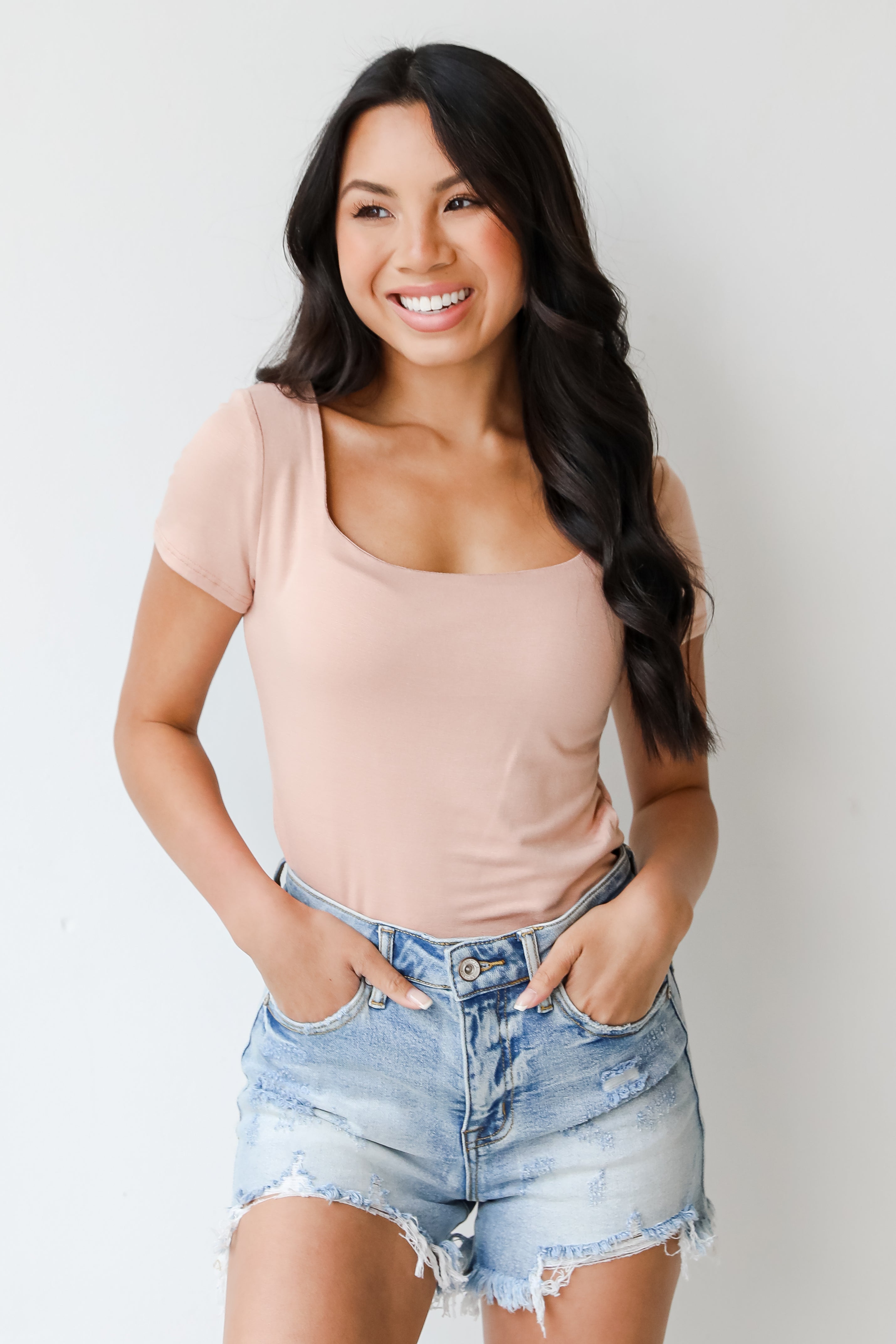 Bodysuit in blush front view