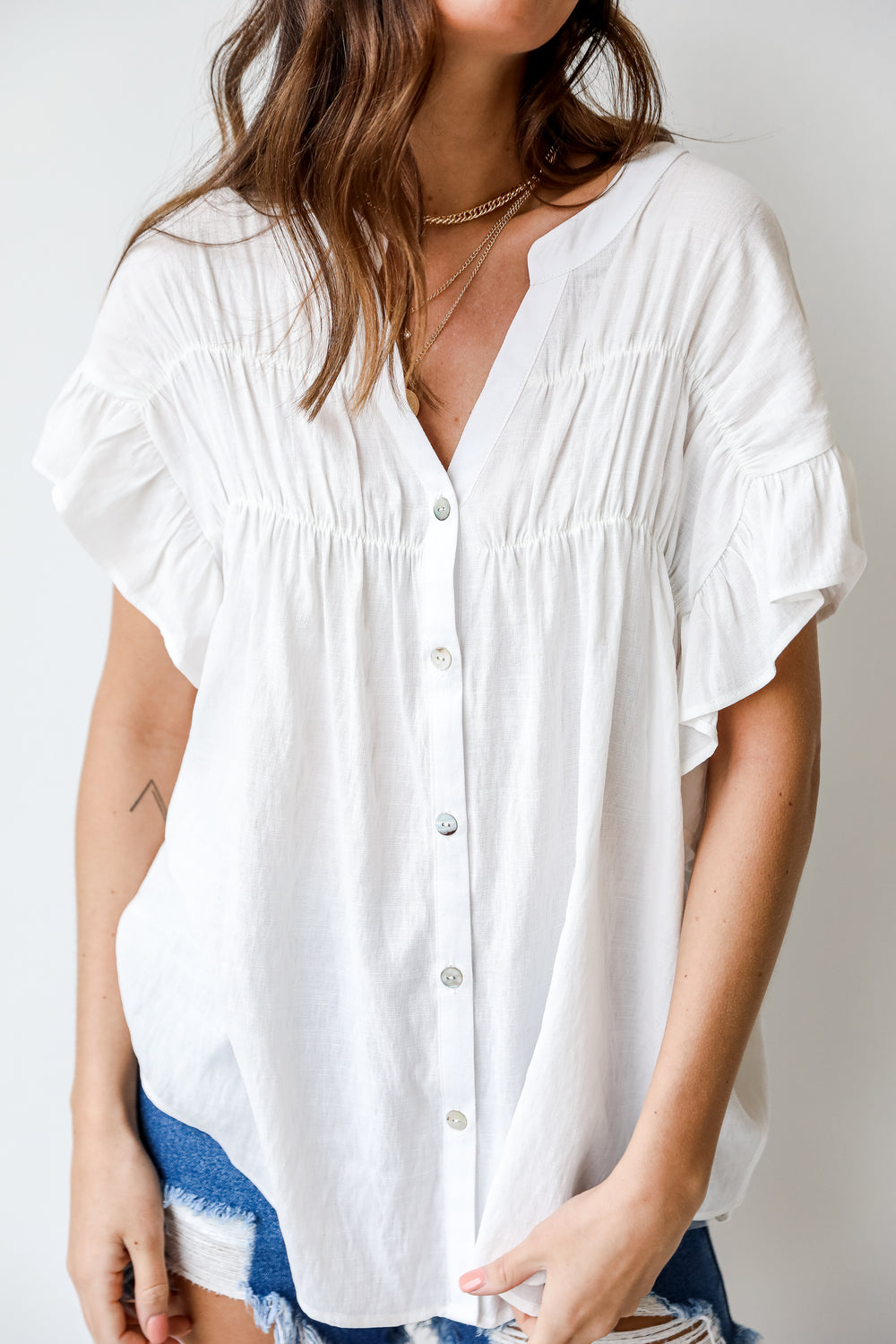 Ruffle Blouse in white