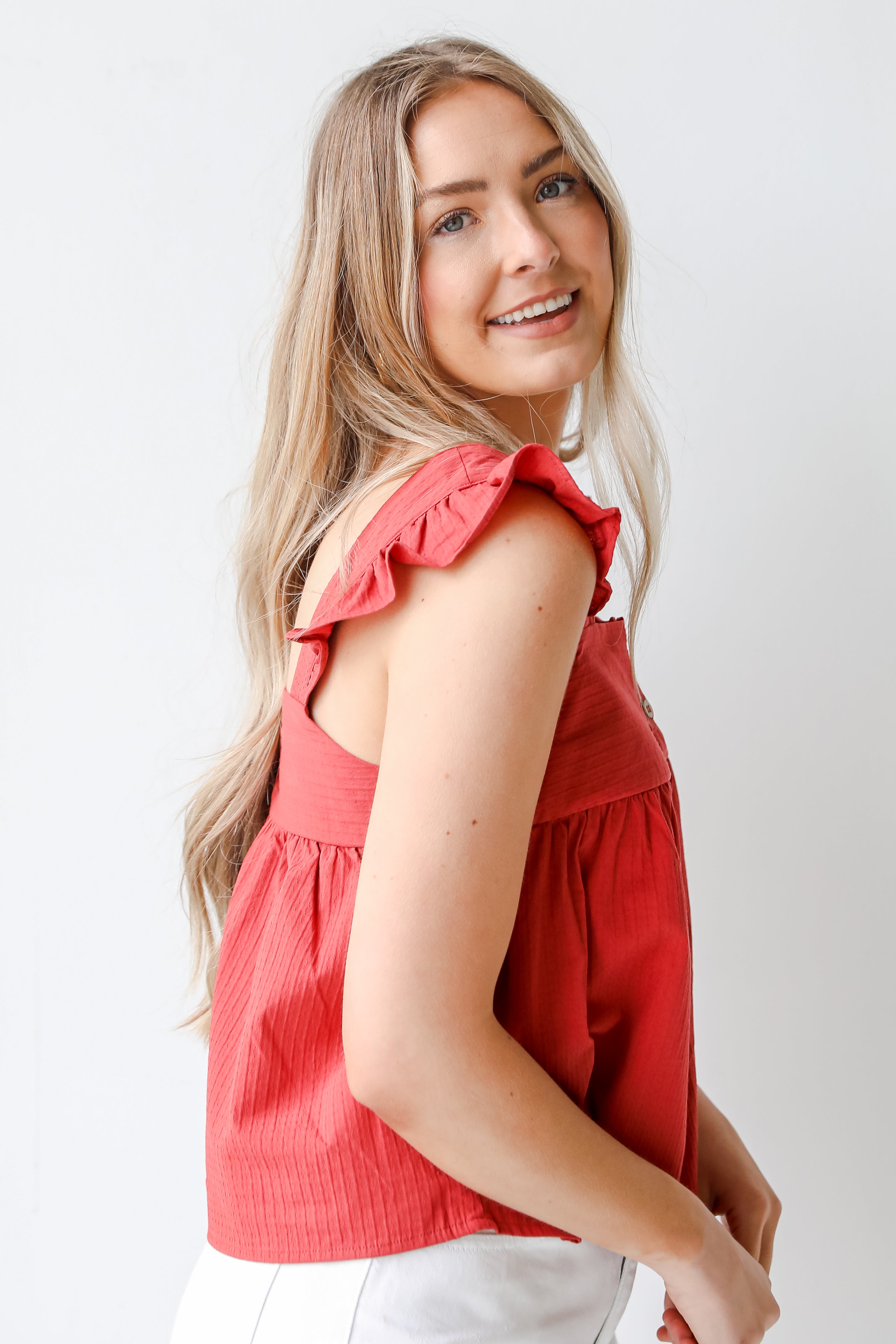 Babydoll Tank in rust side view