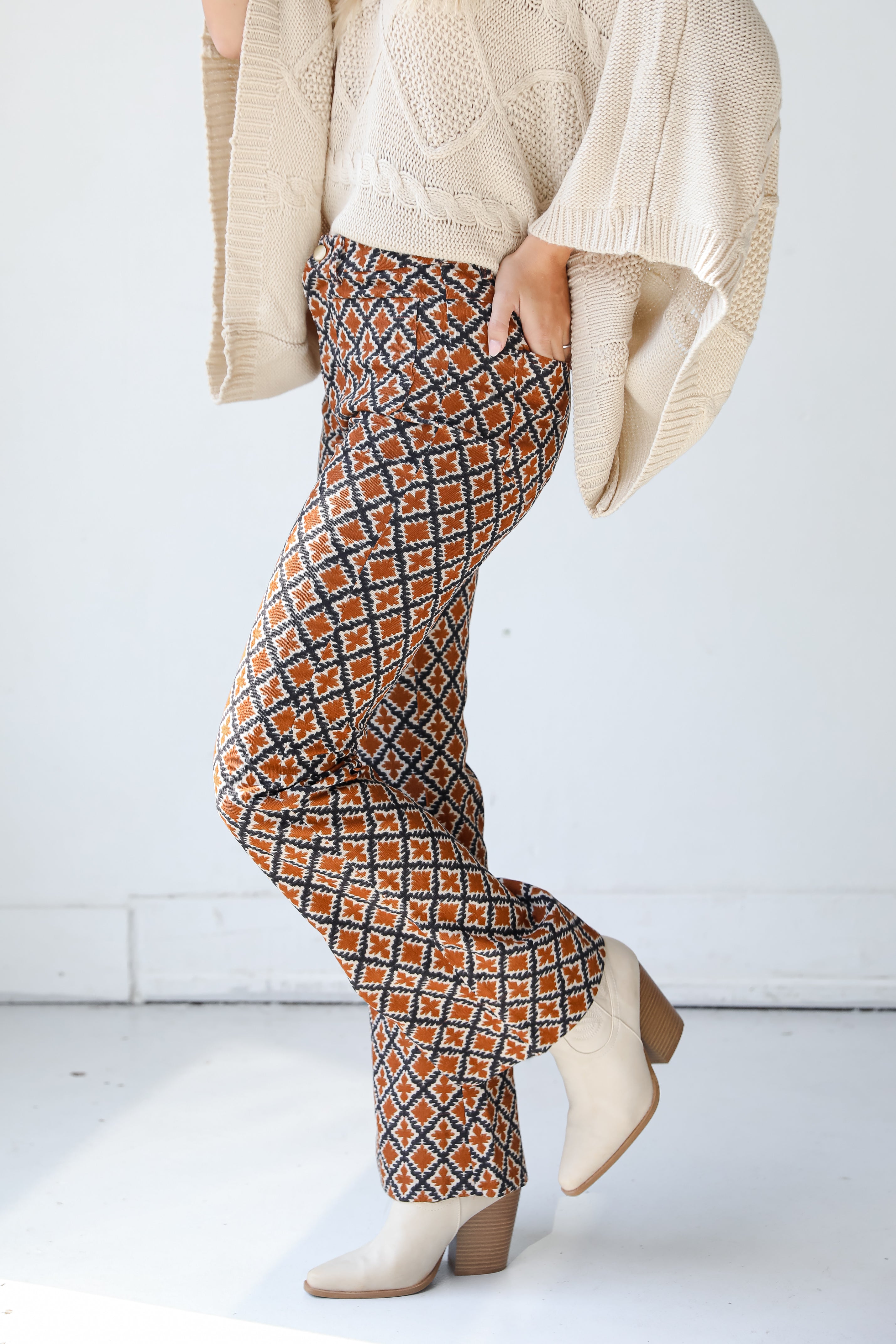 Corduroy Flare Pants close up