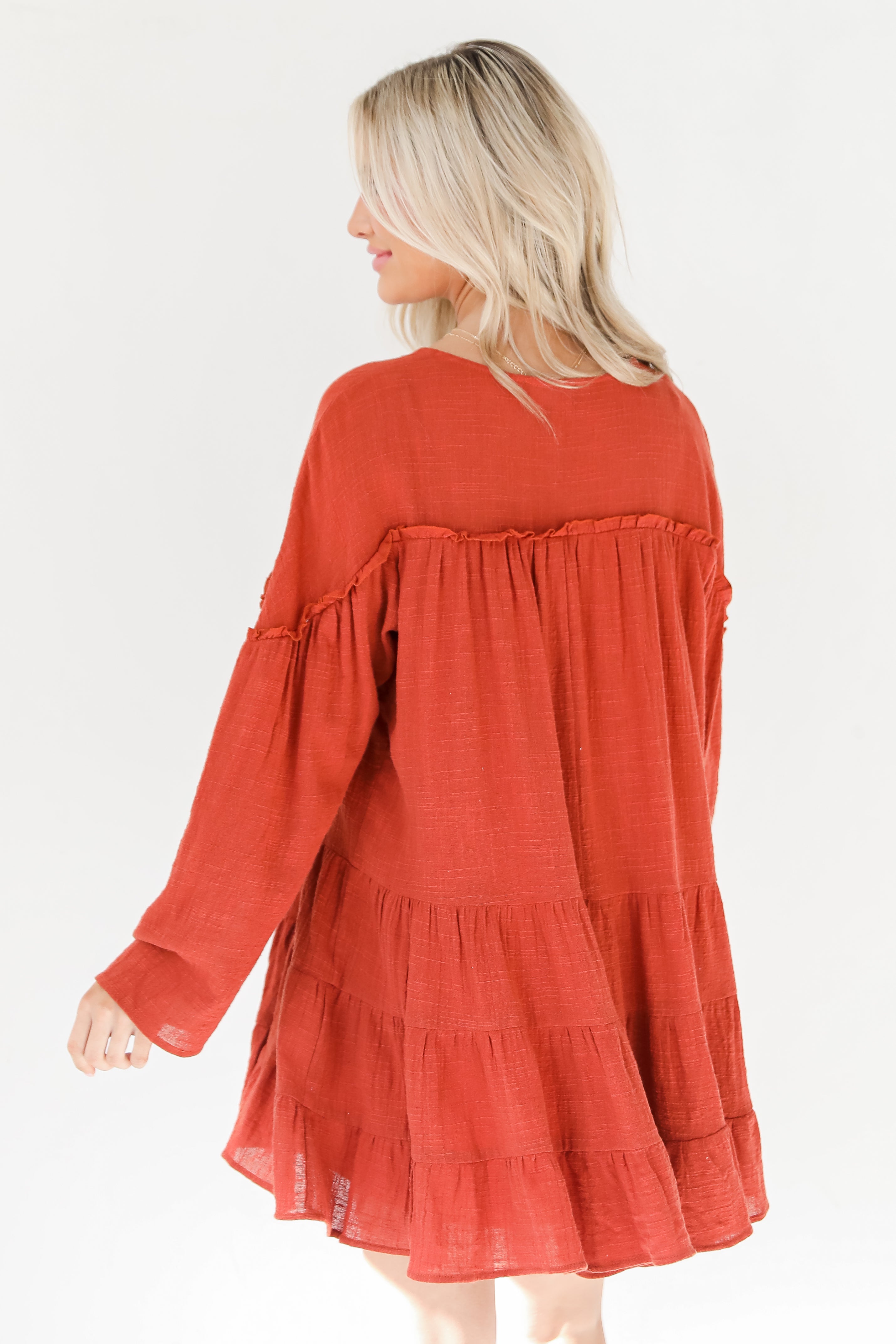 rust Mini Dress back view