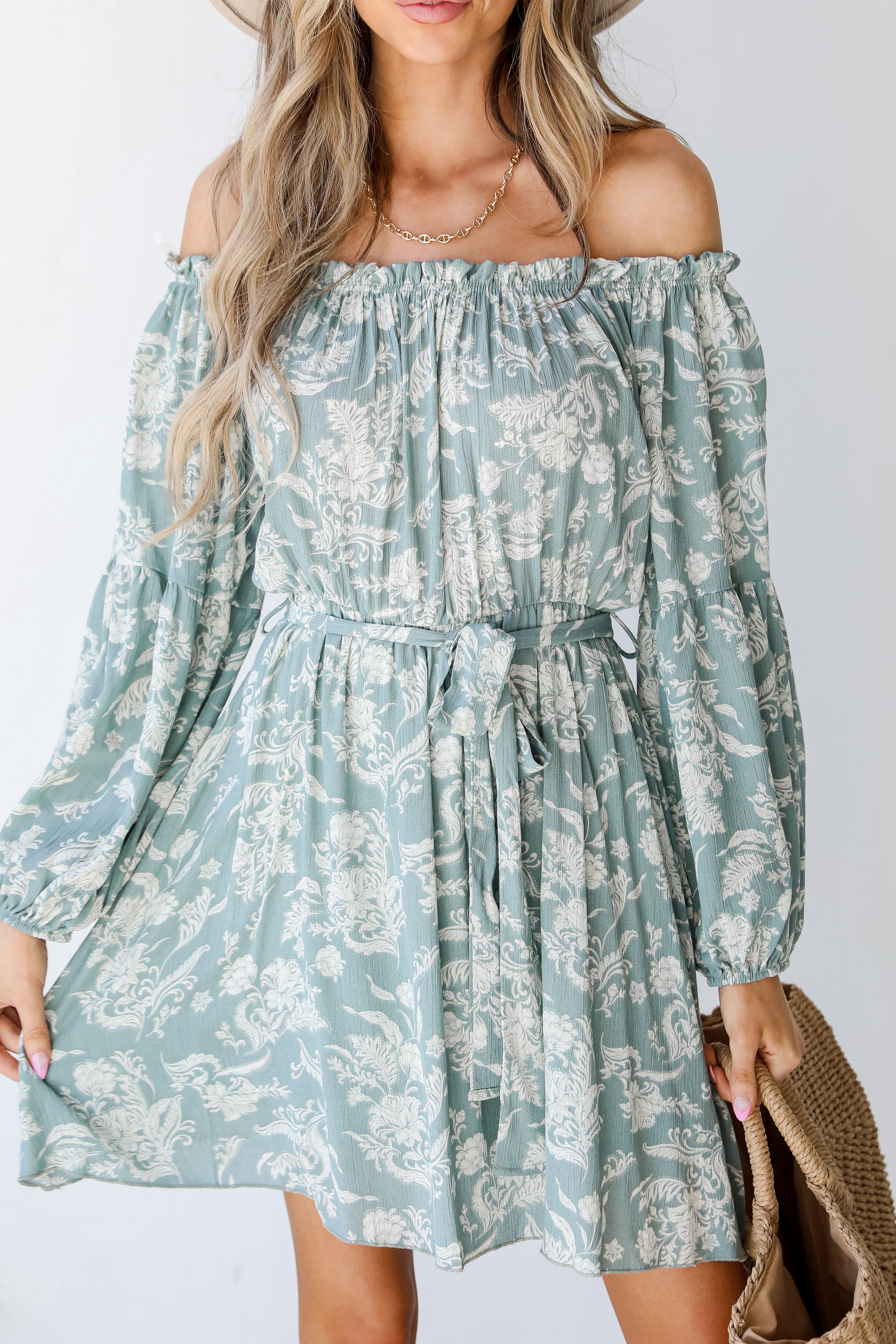 Floral Off-The-Shoulder Mini Dress front view