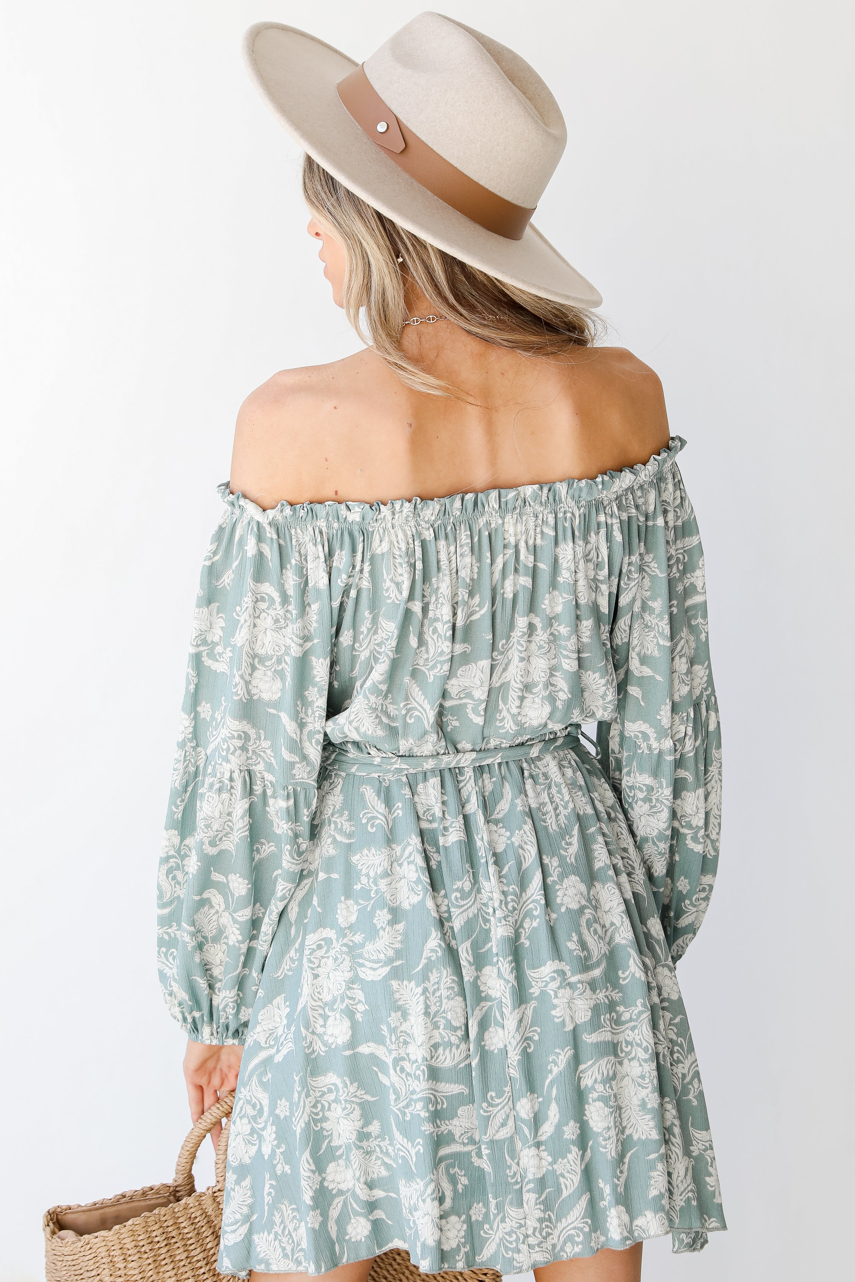 Floral Off-The-Shoulder Mini Dress back view