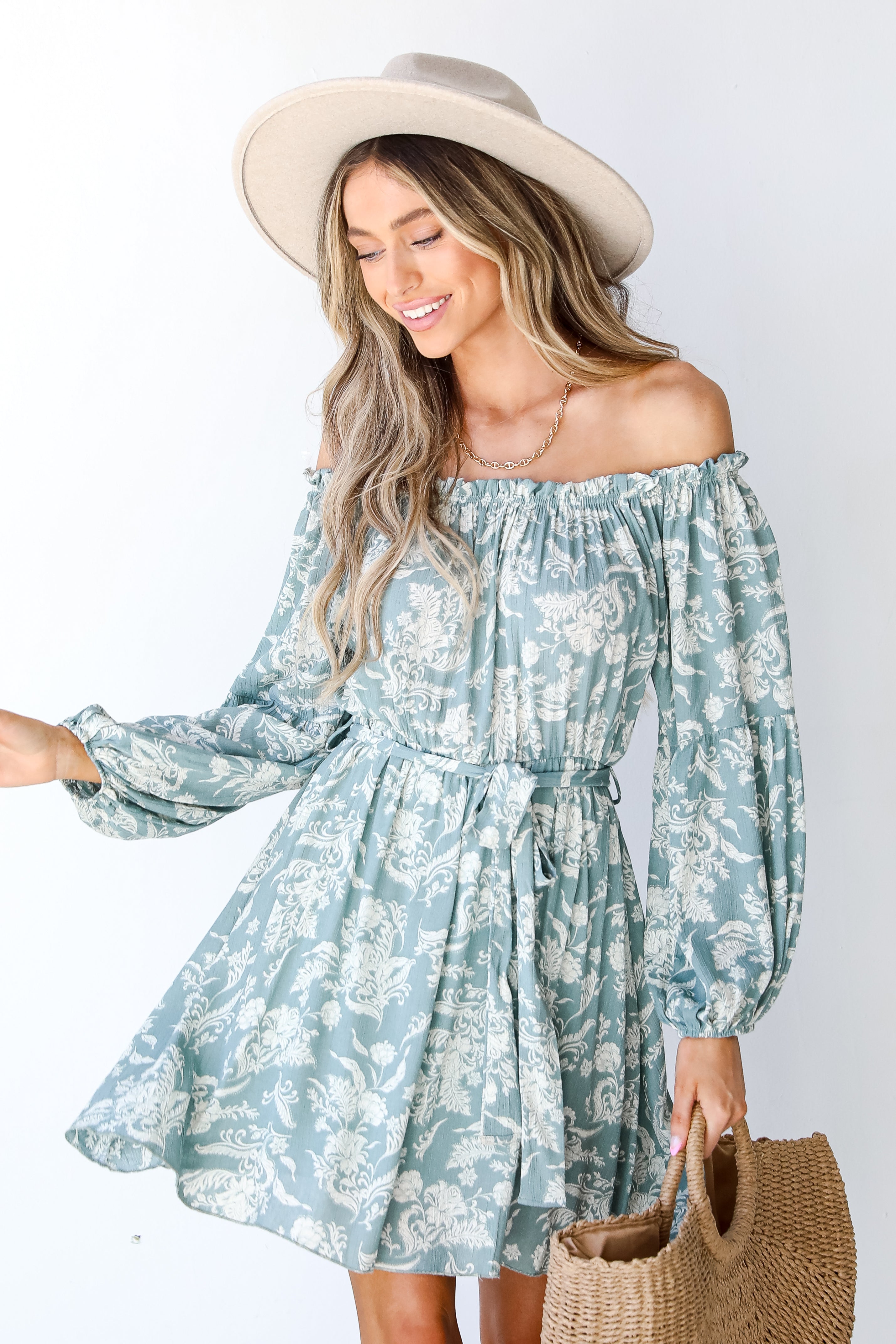 Floral Off-The-Shoulder Mini Dress