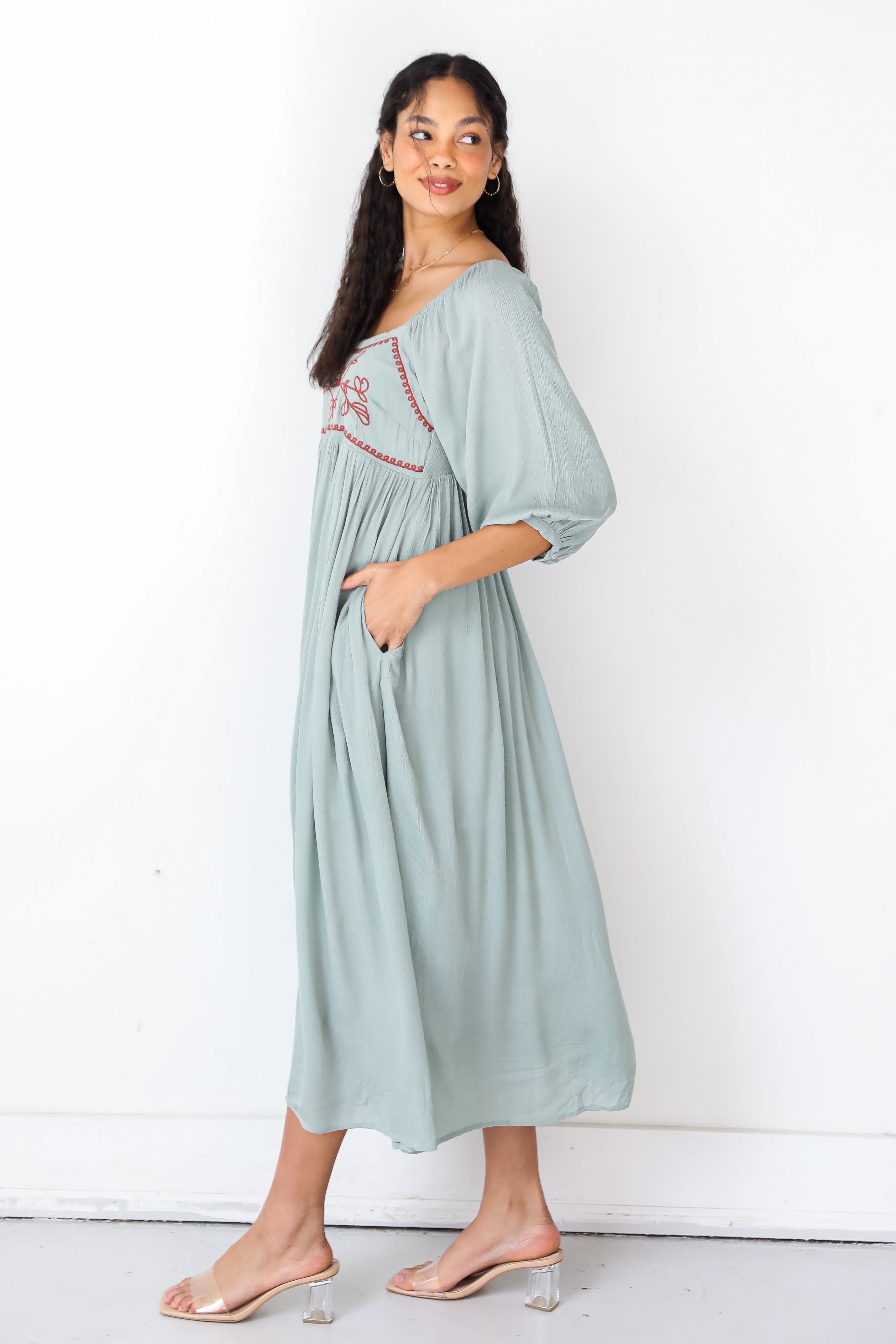 Embroidered Maxi Dress side view