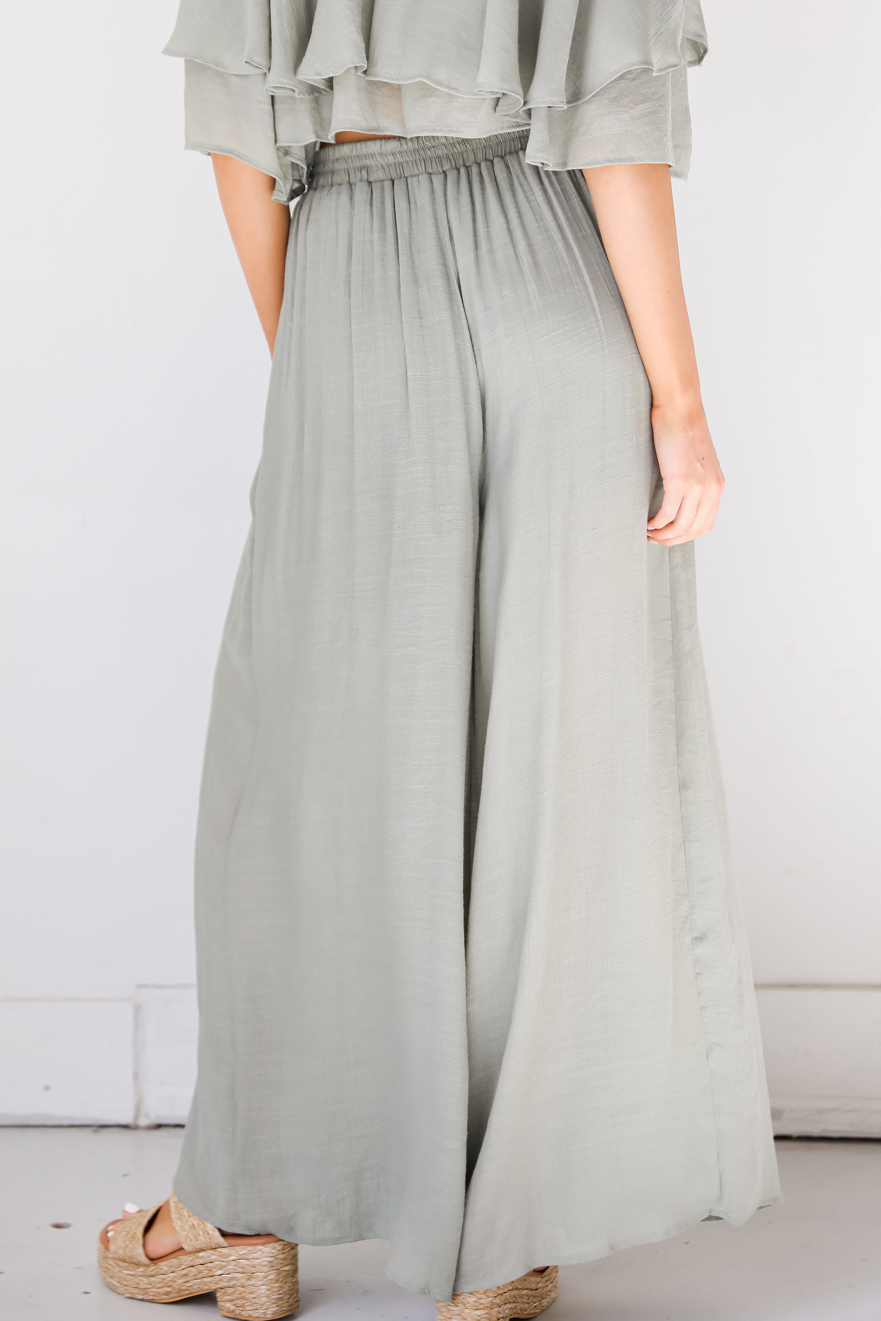 sage Wide Leg Pants back view