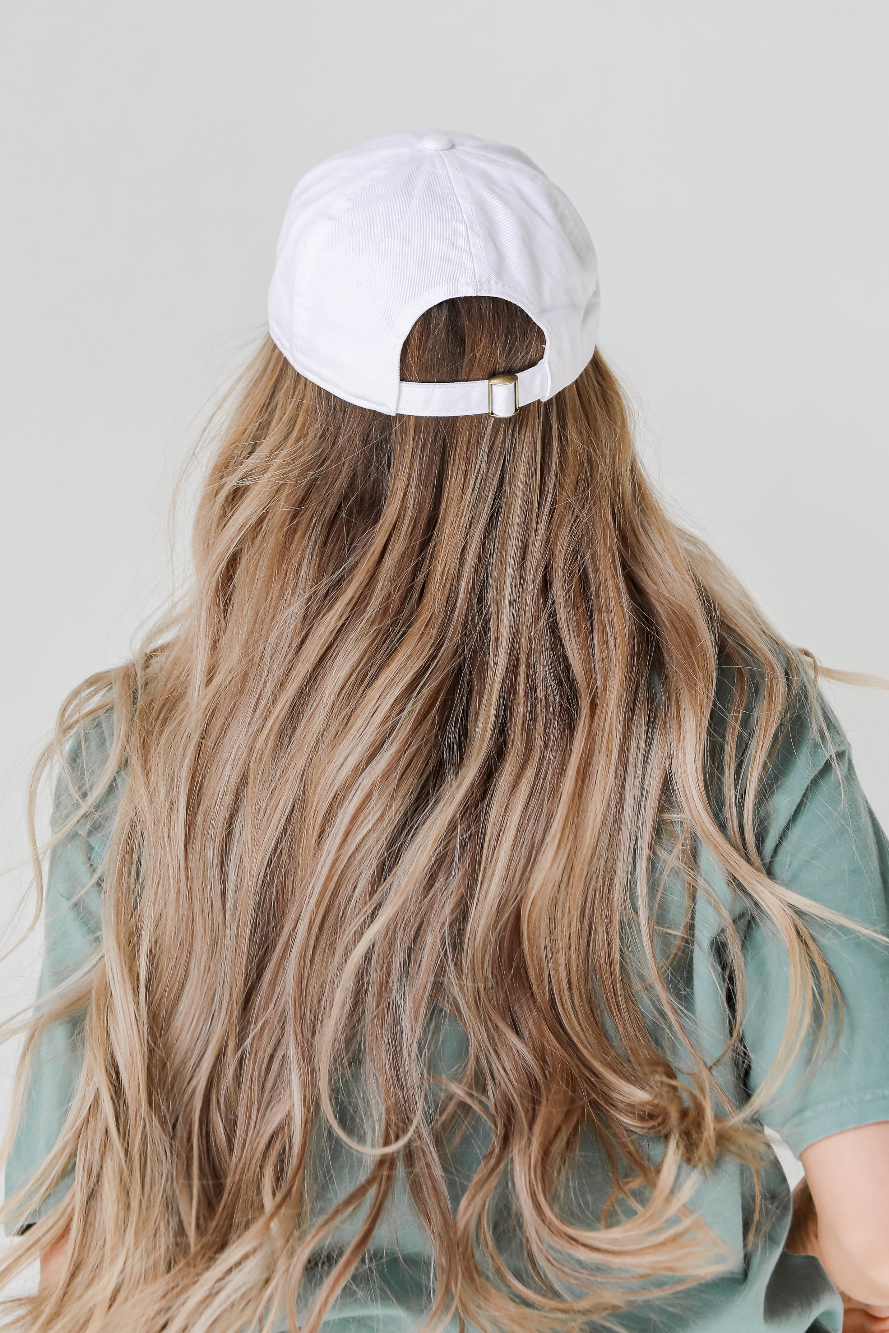 Savannah Script Embroidered Hat in white back view