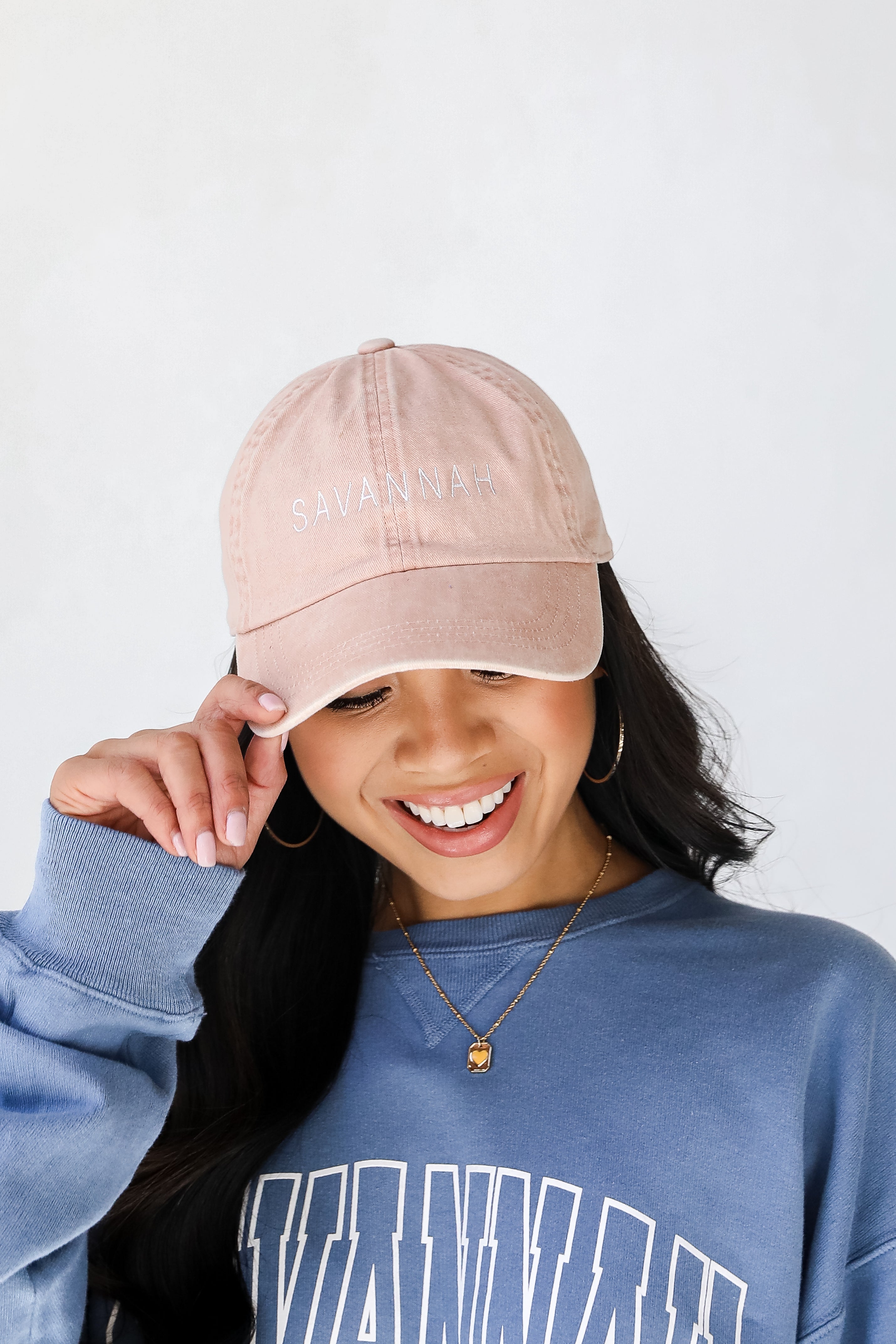 Savannah Embroidered Hat in blush